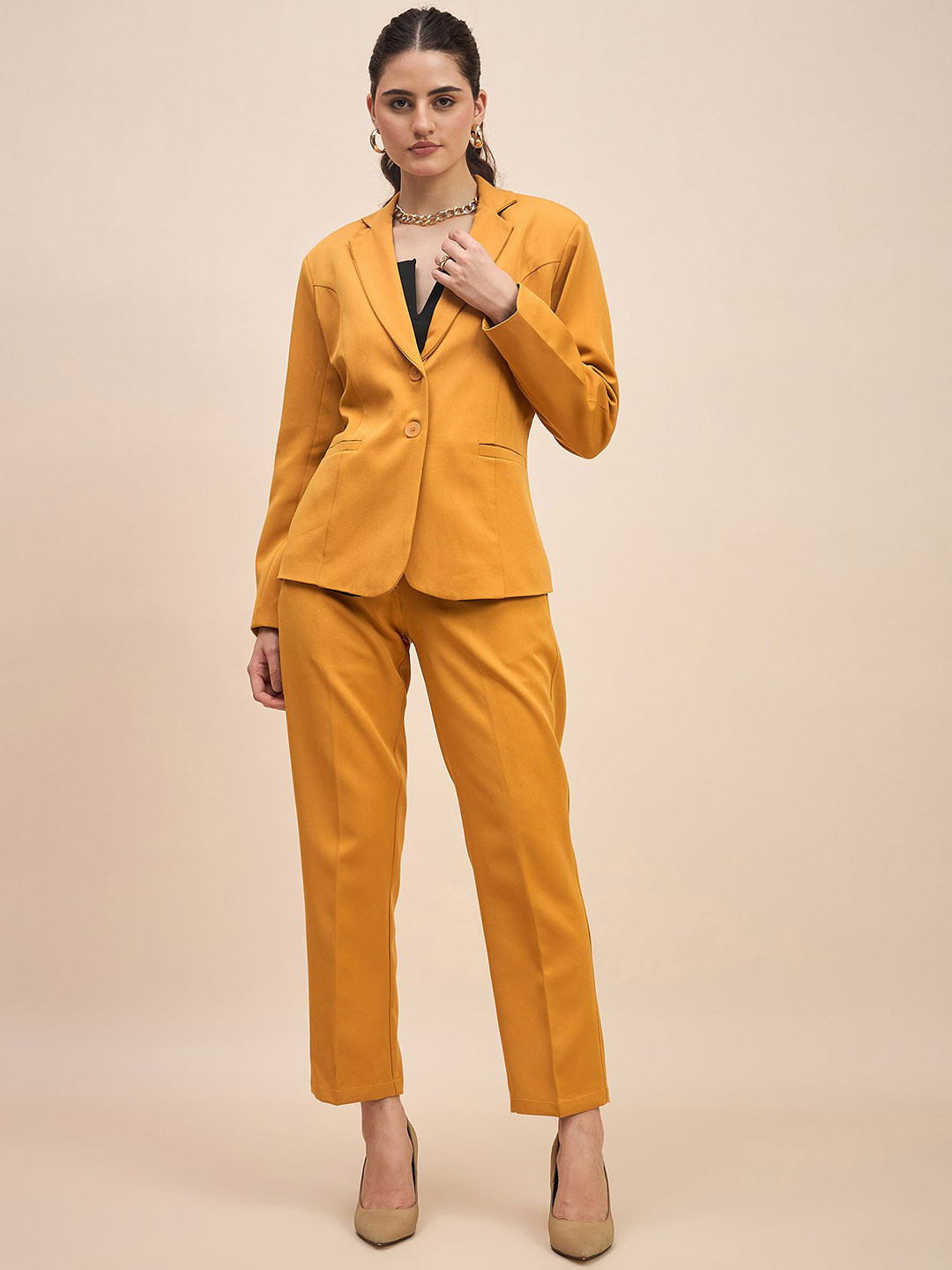 BRINNS Women Textured Single-Breasted Two-Piece Formal Suit