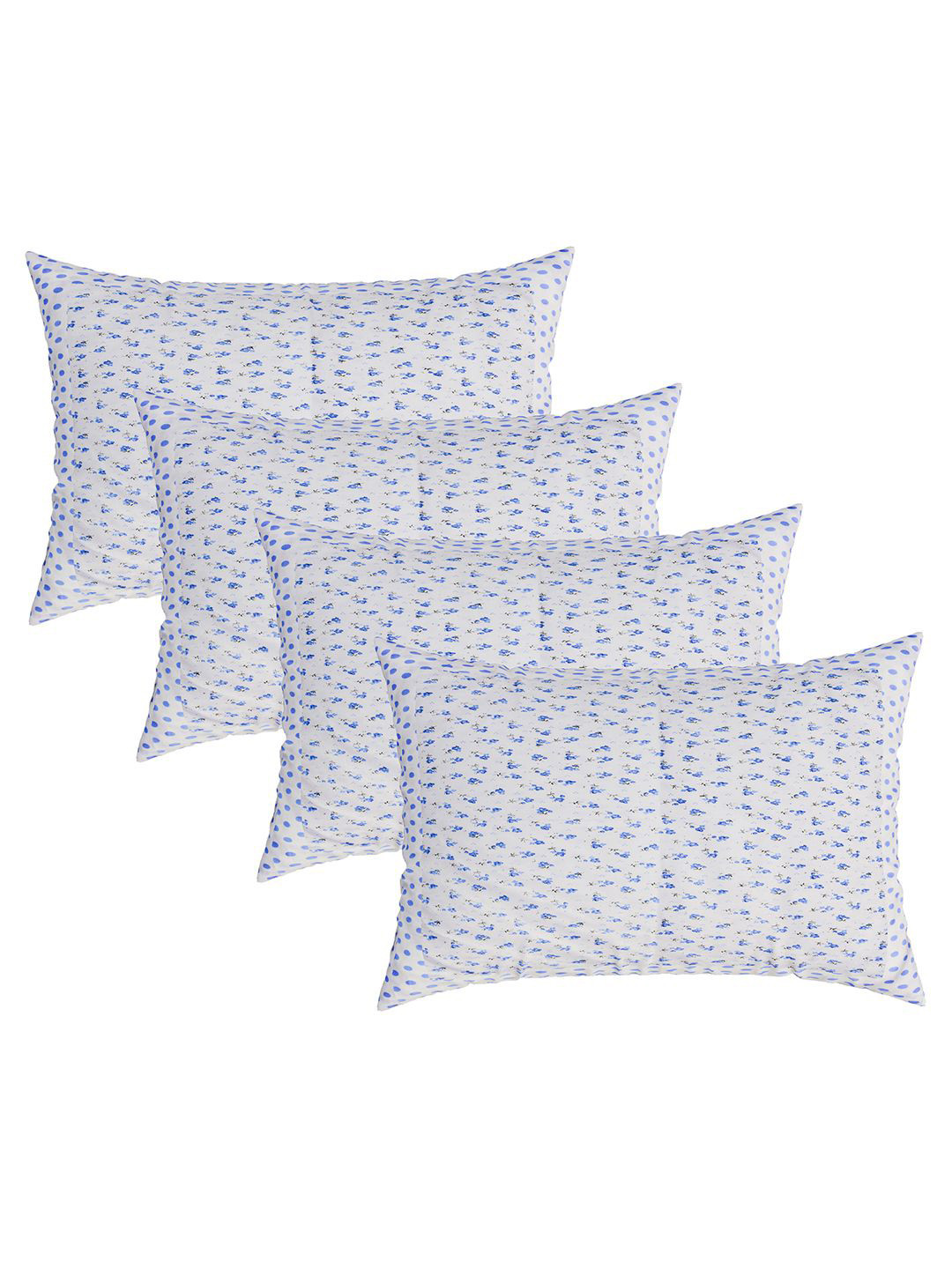 Kuber Industries White & Blue 4 Pieces Self Design Pure Cotton Rectangle Pillow Covers