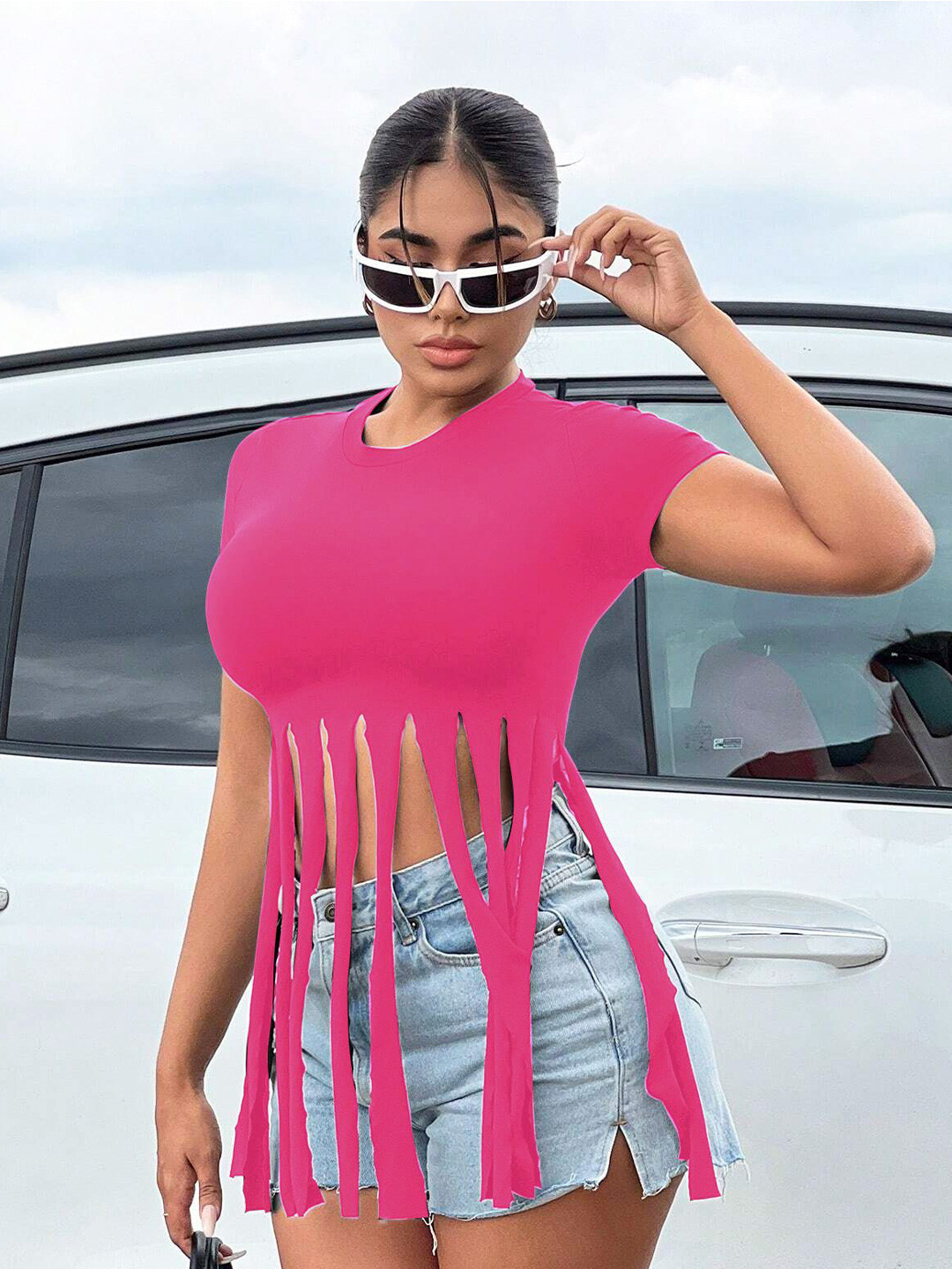 Stylecast X Slyck Women Styled Back Top With Fringed