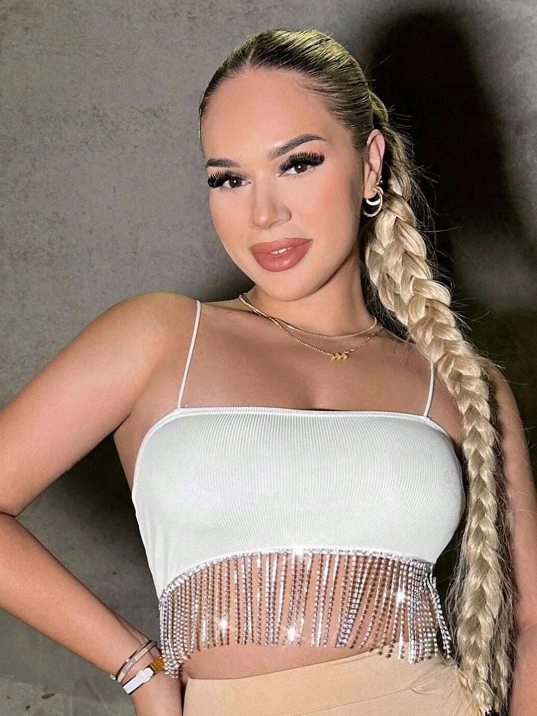 Stylecast X Slyck Women Square Neck Party Crop Top