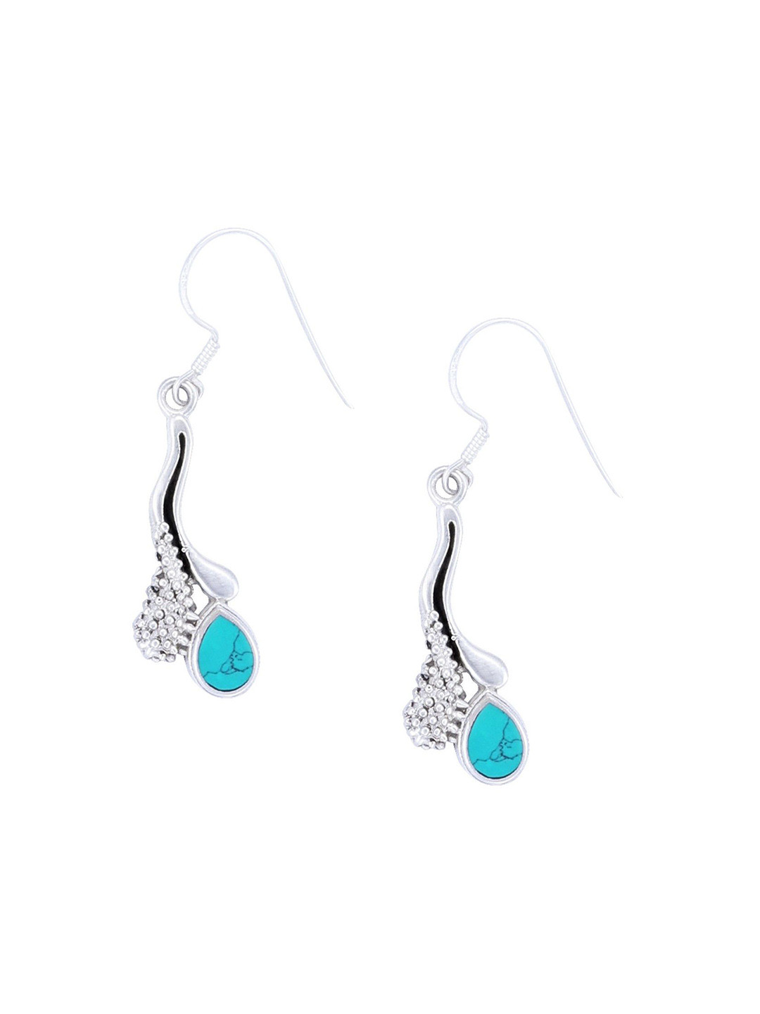 Exotic India Turquoise Stone Sterling Silver Studded Earrings