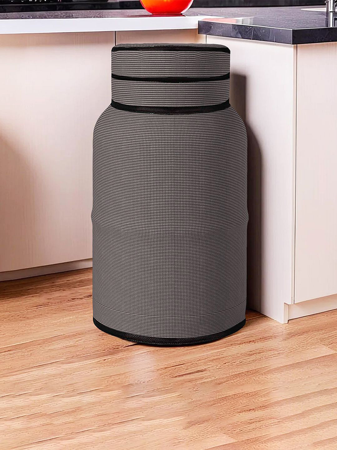 Kuber Industries Black & Grey Printed LPG Cylinder Cover