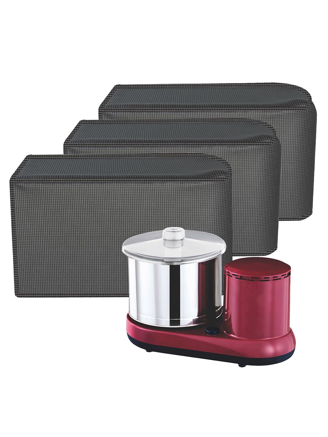 Kuber Industries Grey 3 Pieces Printed Mixer Grinder Covers