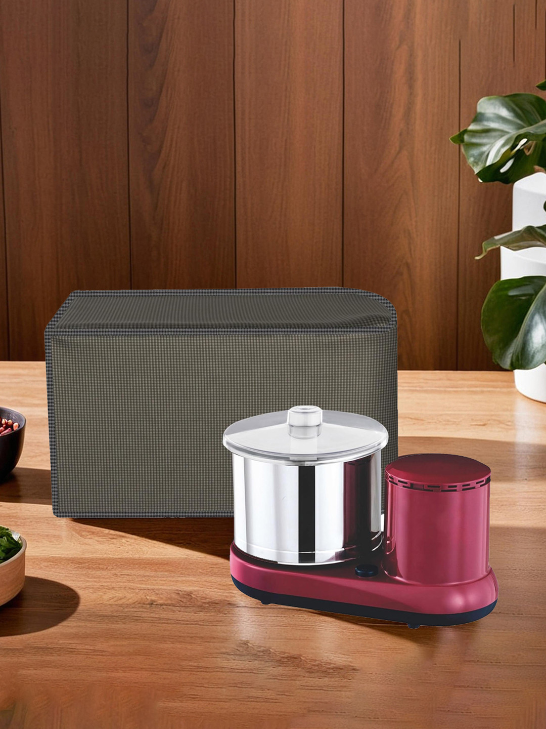 Kuber Industries Brown Checked Wet-Grinder Cover