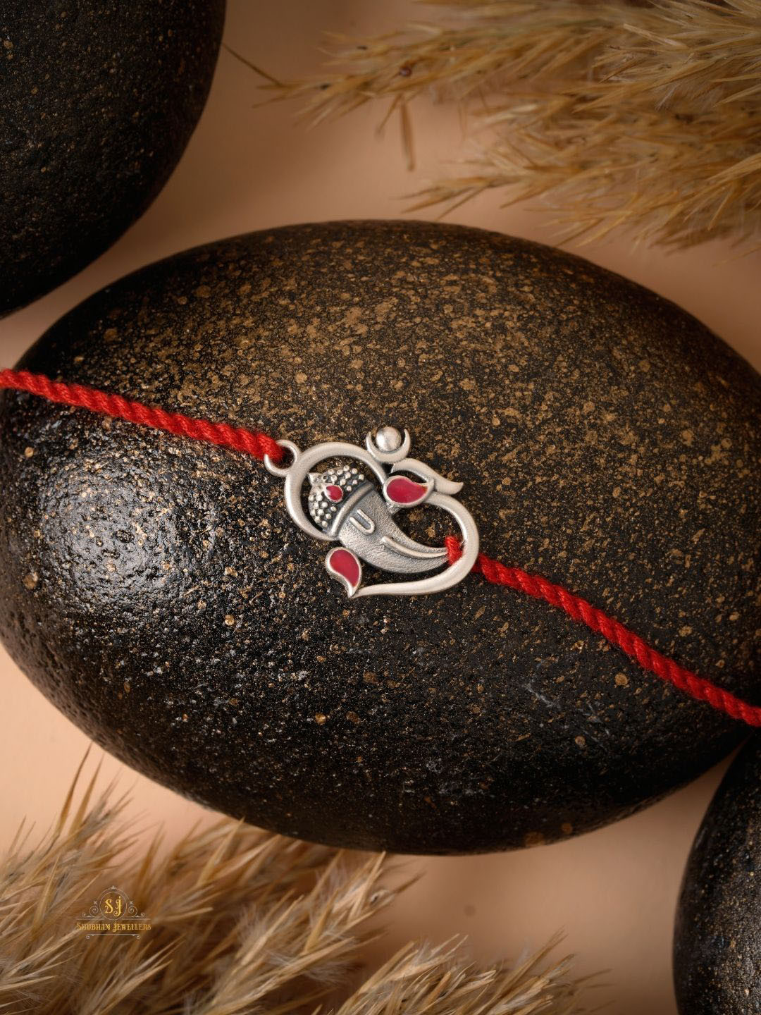 JewelYaari Om Ganesha 925 Sterling Silver Thread Rakhi