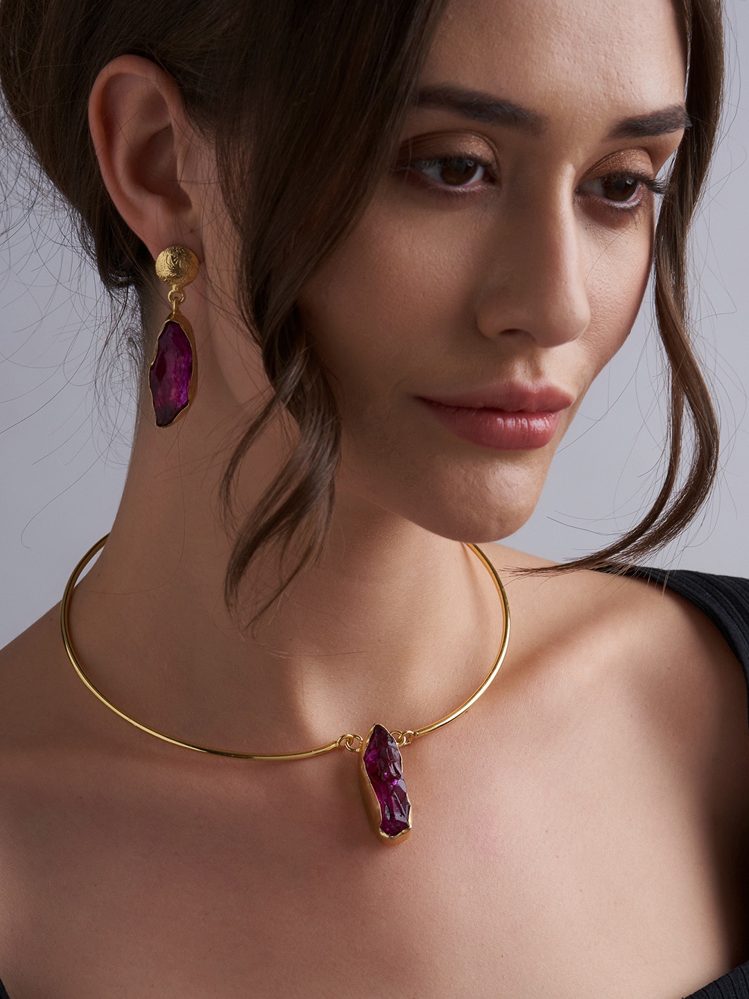 Niska Gold-Plated Quartz Jewellery Set