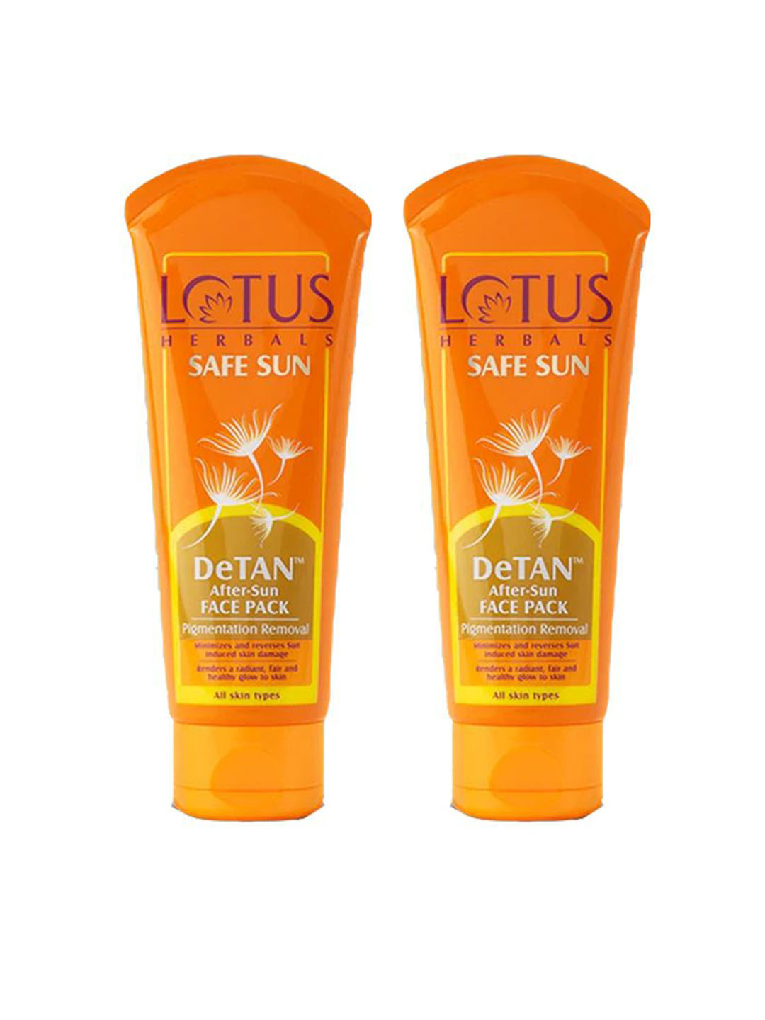 Lotus Herbals Set Of 2 Safe Sun DeTan After-Sun Face Pack - 100g Each