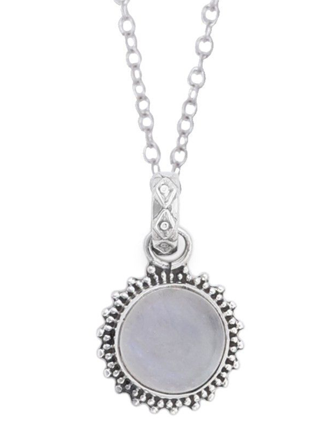 Exotic India Precious Rainbow Moonstone Gemstone Sterling Silver Pair Studded Pendant