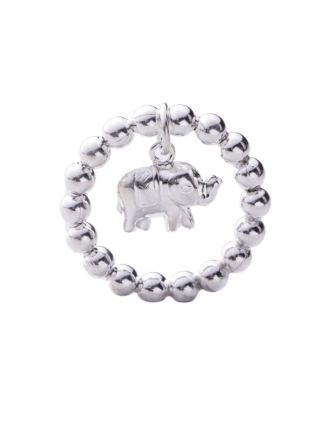 Exotic India Sterling Silver Round-Small Elephant Pendant