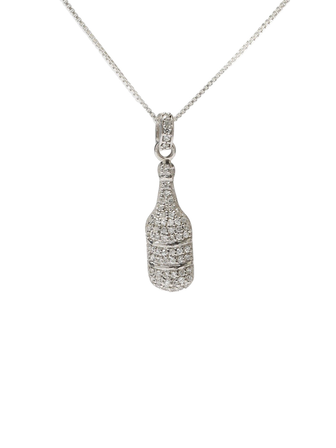 Exotic India White Topaz Sterling Silver Bottle Pendant