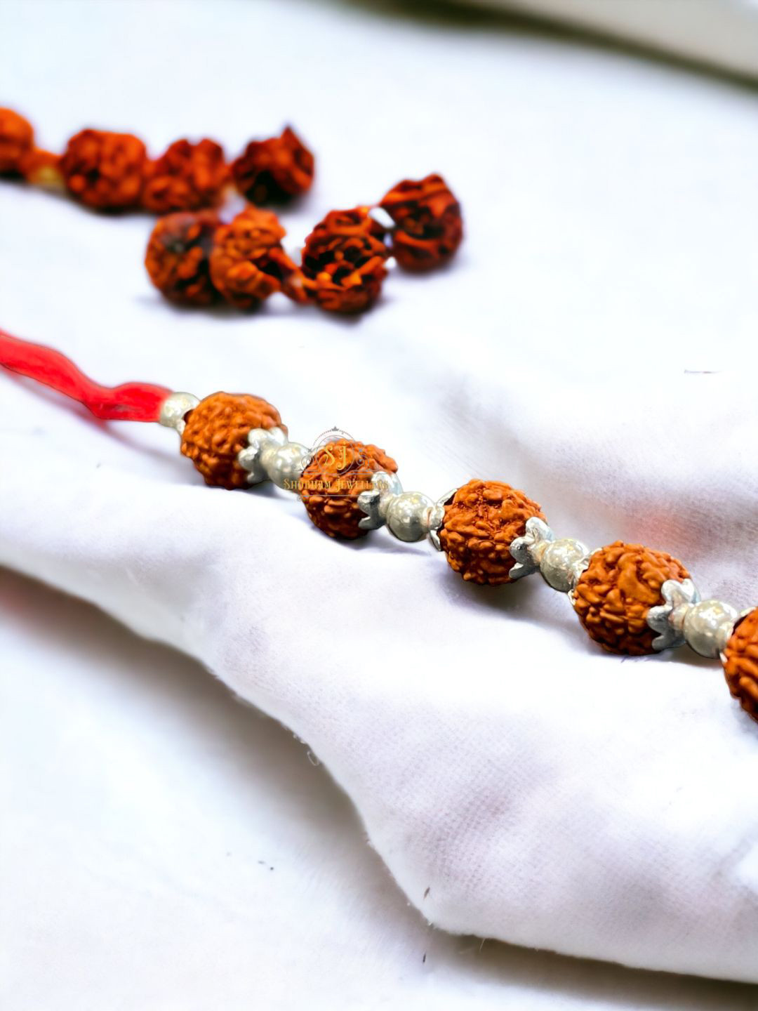 JewelYaari Rudraksha Beaded 929 Sterling Silver Thread Rakhi