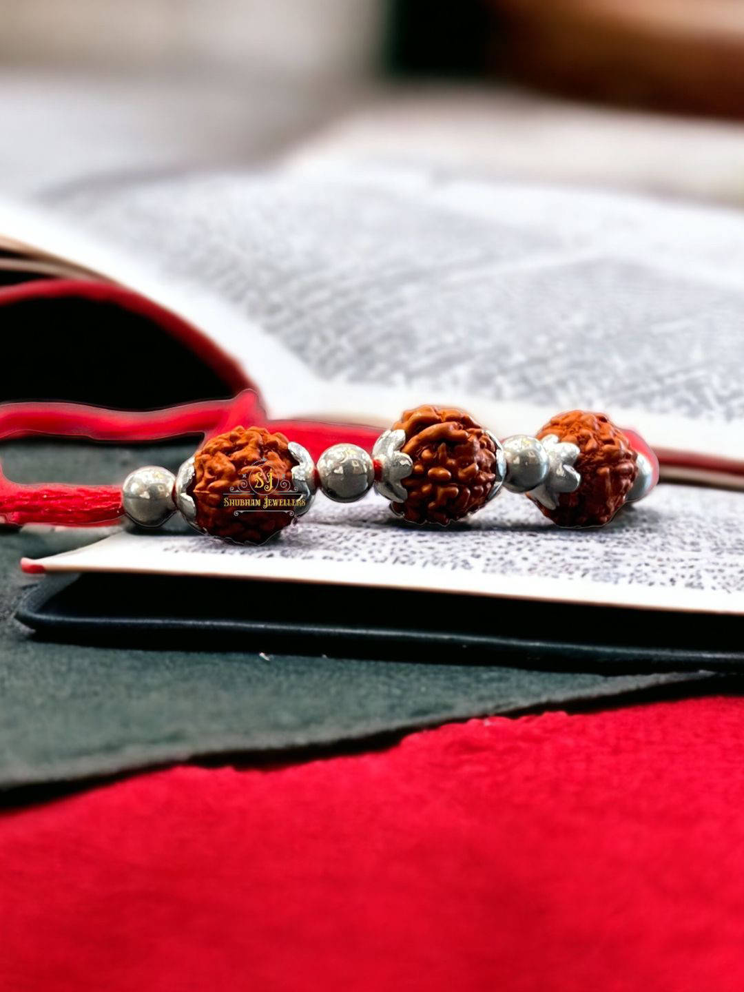 JewelYaari Rudraksha Beaded 929 Sterling Silver Thread Rakhi