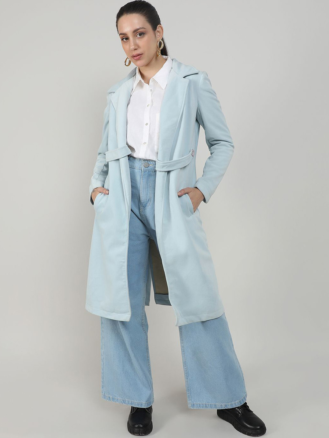 Campus Sutra Women Belted Long Coat