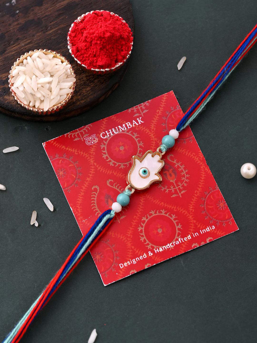 Chumbak Hamsa Beaded Thread Rakhi