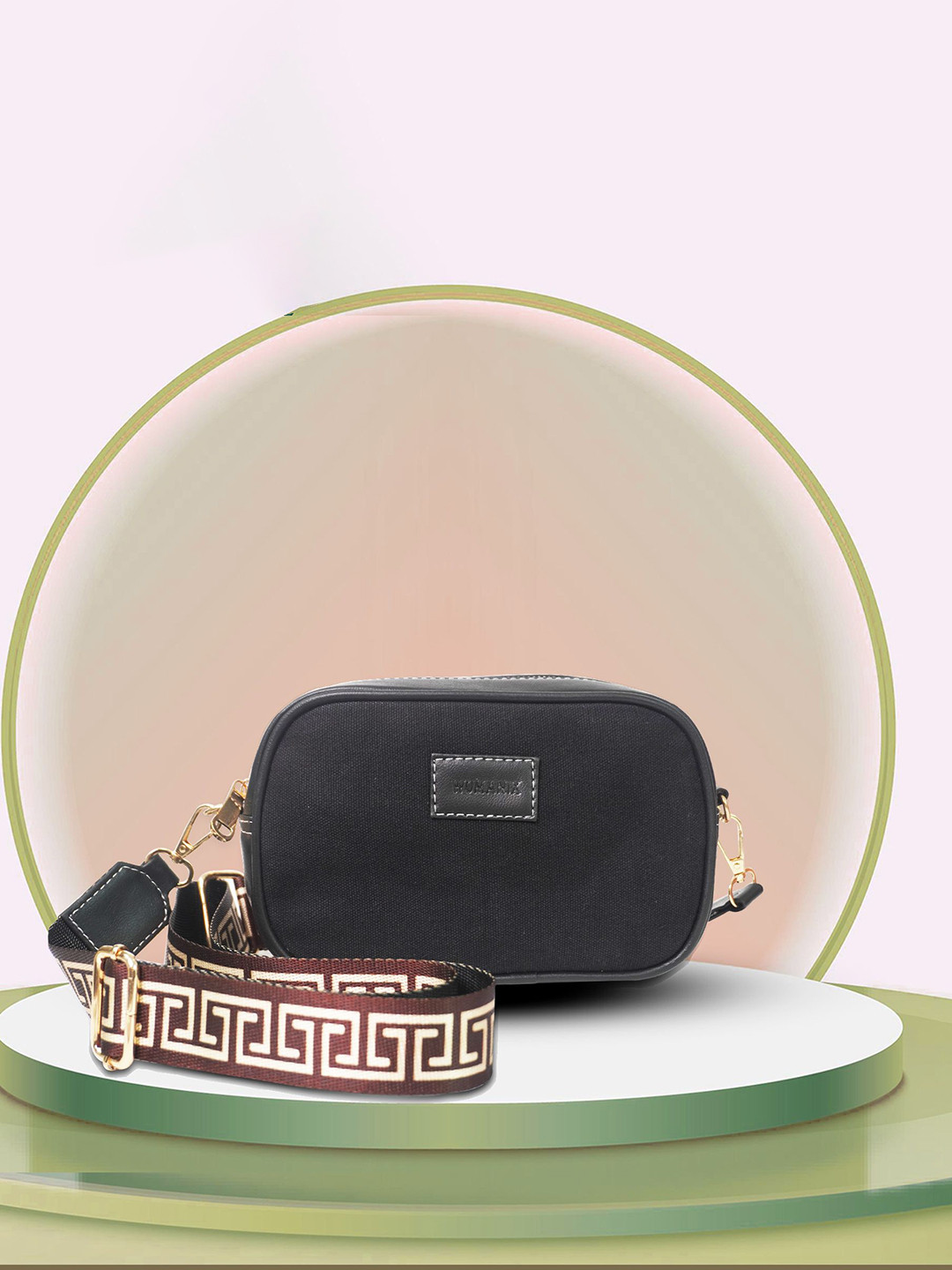 Womanix Embellished Half Moon Handheld Bag with Tasselled