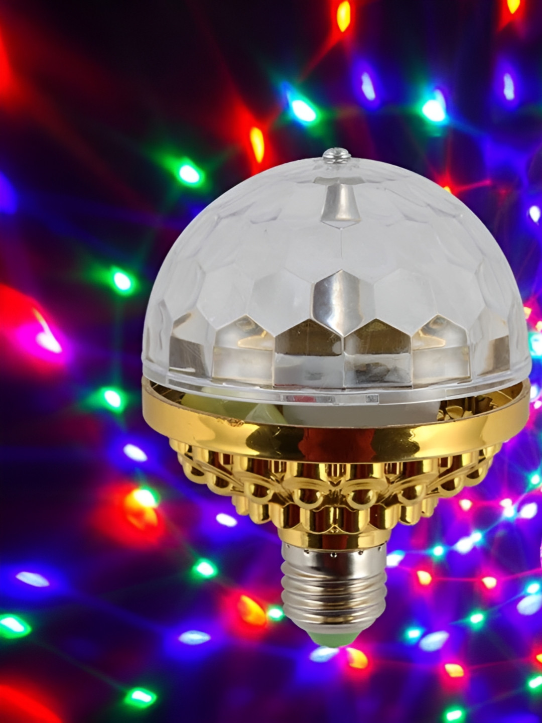 ENORMITY Transparent & Gold Toned LED Rotating Single Disco Bulb