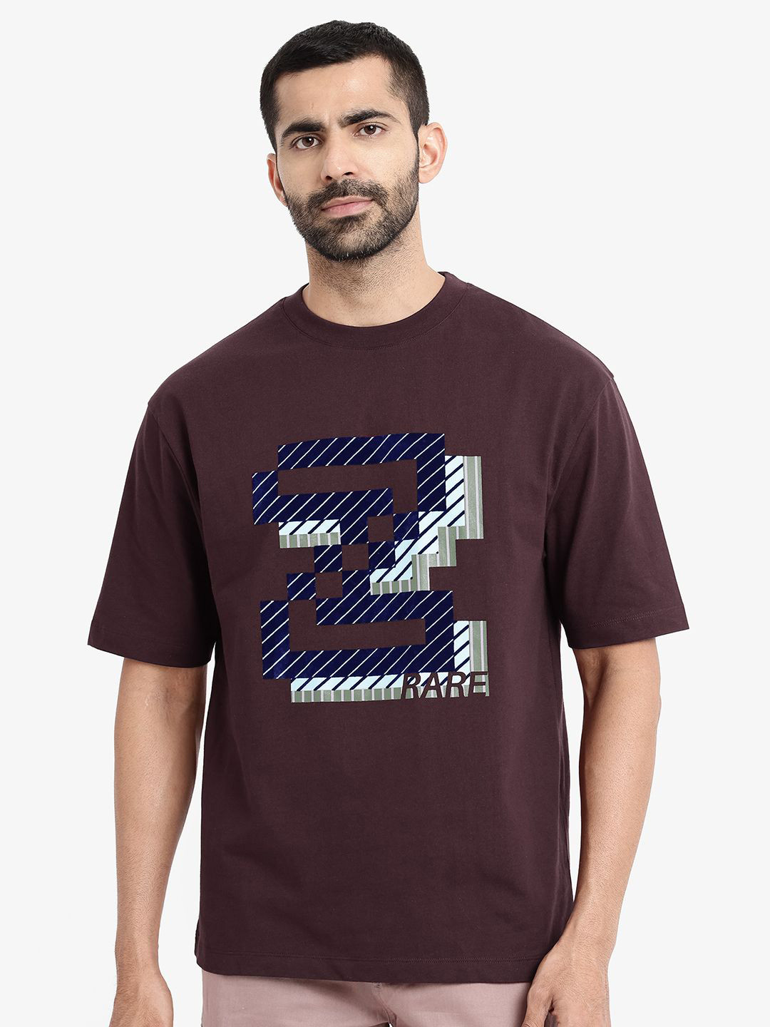 RARE RABBIT Men Other Printed Graphic Print Others Round Neck Cotton Oversized T-Shirt