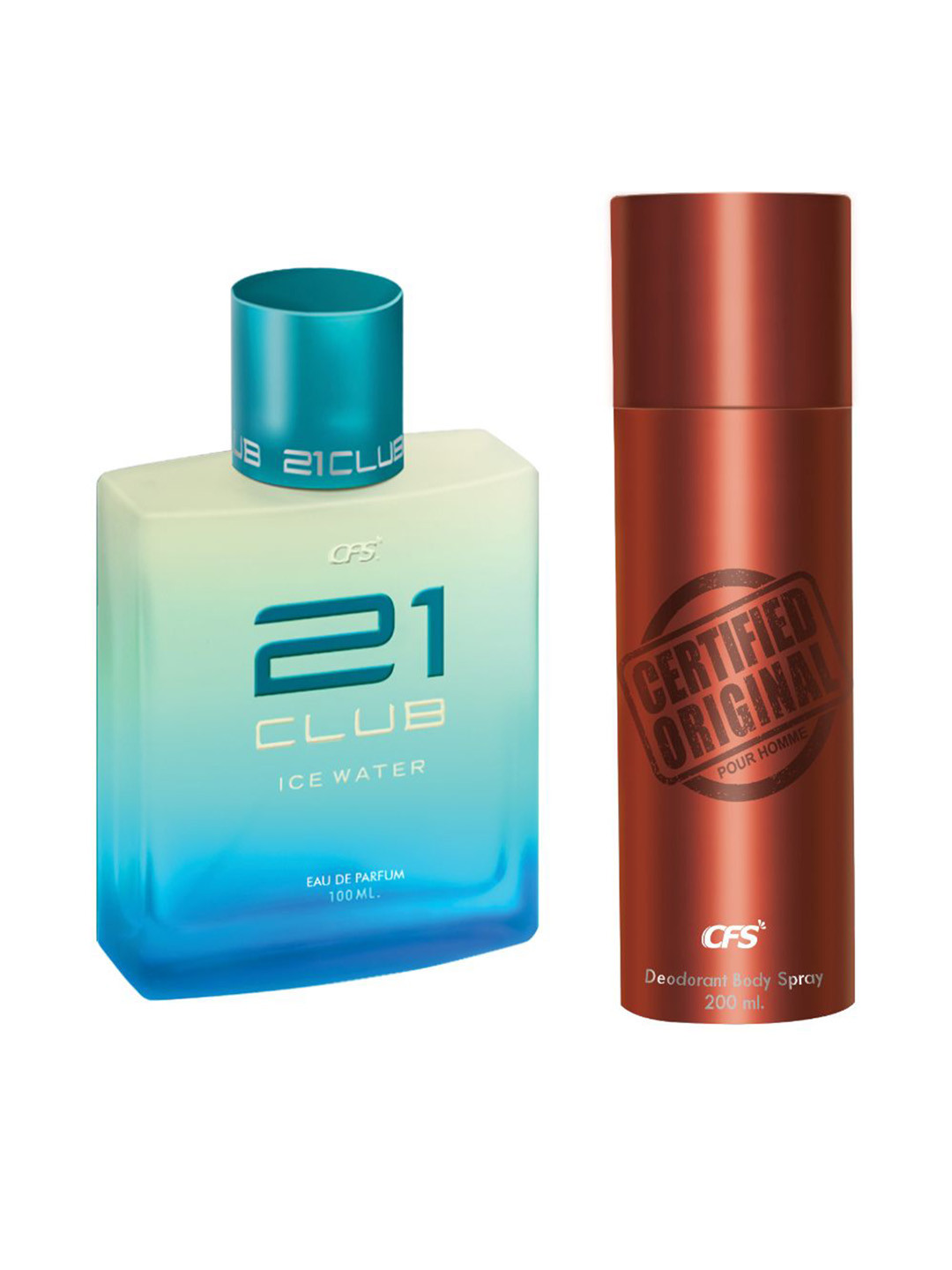 CFS 21 Ice Water EDP Perfume & Certified Brown Deodorant Body Spray-100ml+200ml