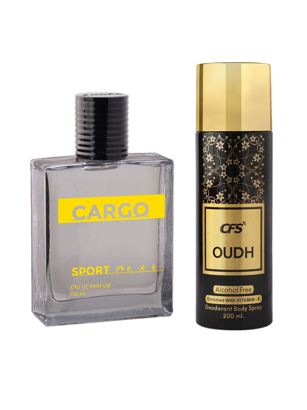 CFS Set of Cargo Sports Eau De Parfum - 100 ml & Oudh Black Deodorant Body Spray - 200 ml