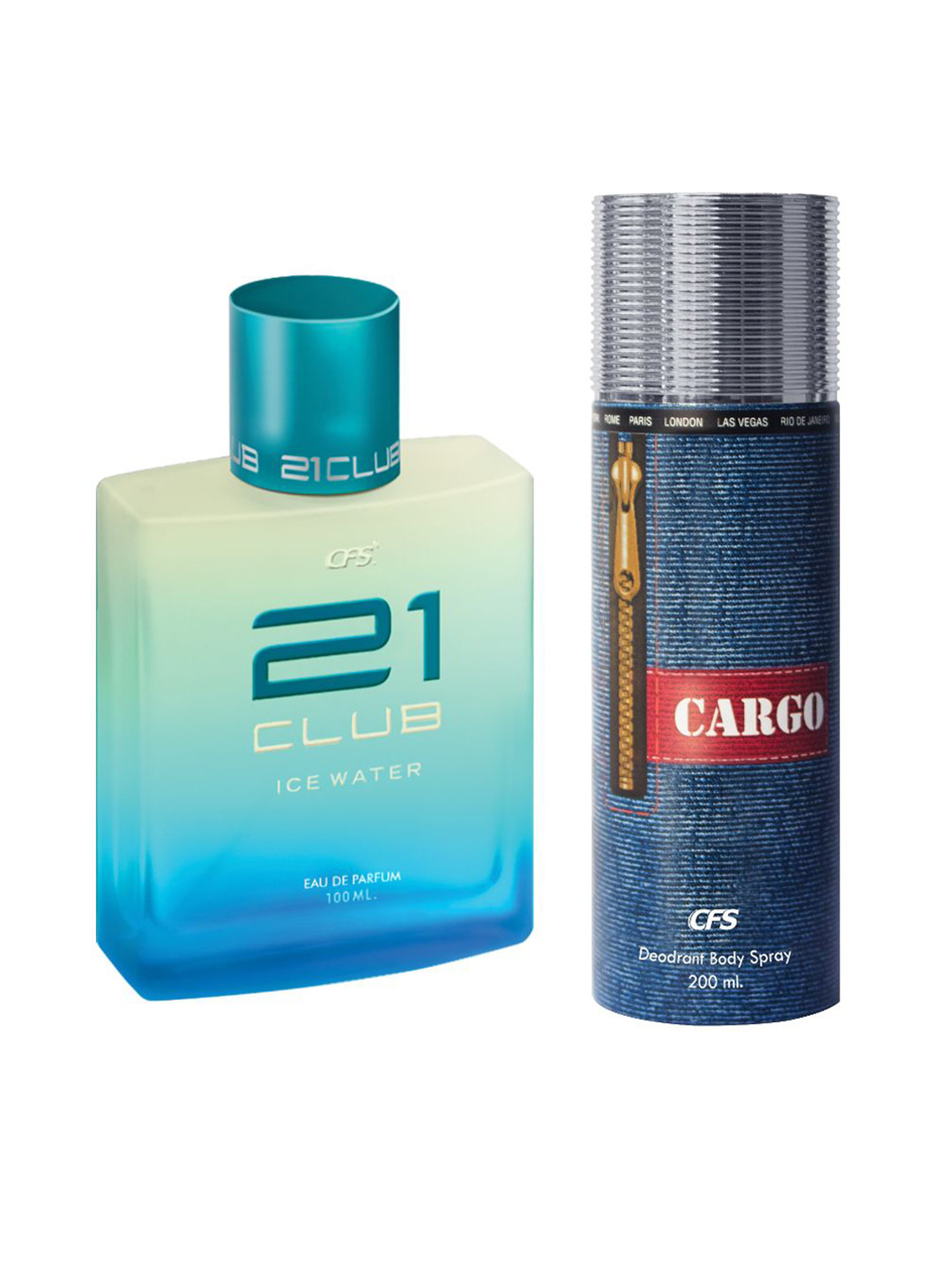 CFS 21 Club Ice Water EDP Long Lasting Perfume & Cargo Blue Deodorant Body Spray - 300ml