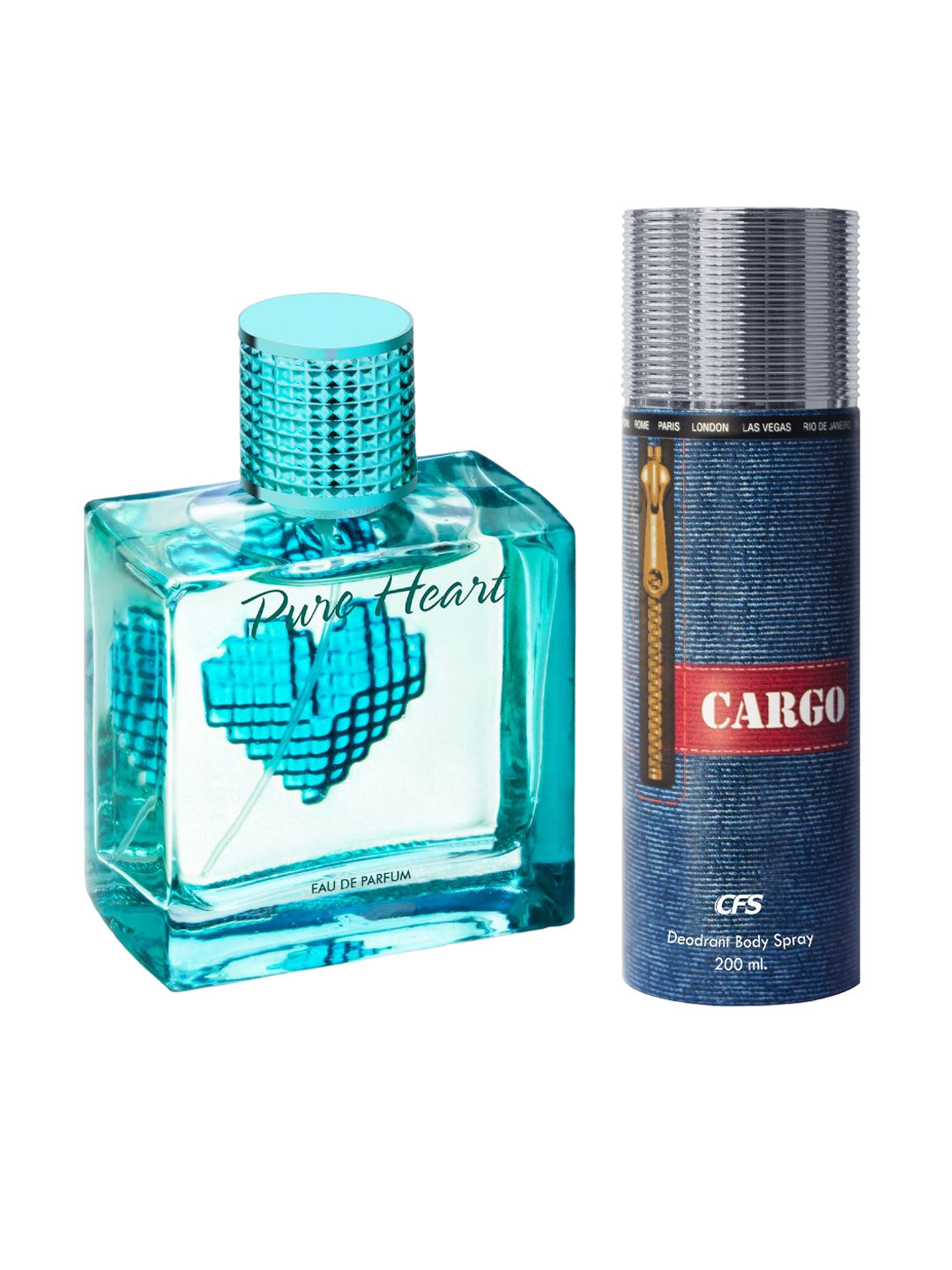 CFS Pure Heart EDP Long Lasting Perfume & Cargo Deodorant Body Spray - 100ml+300ml