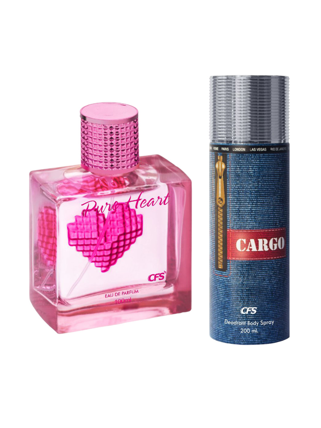 CFS Set of Pure Heart Pink Eau De Parfum 100ml & Cargo Deodorant Body Spray 200ml