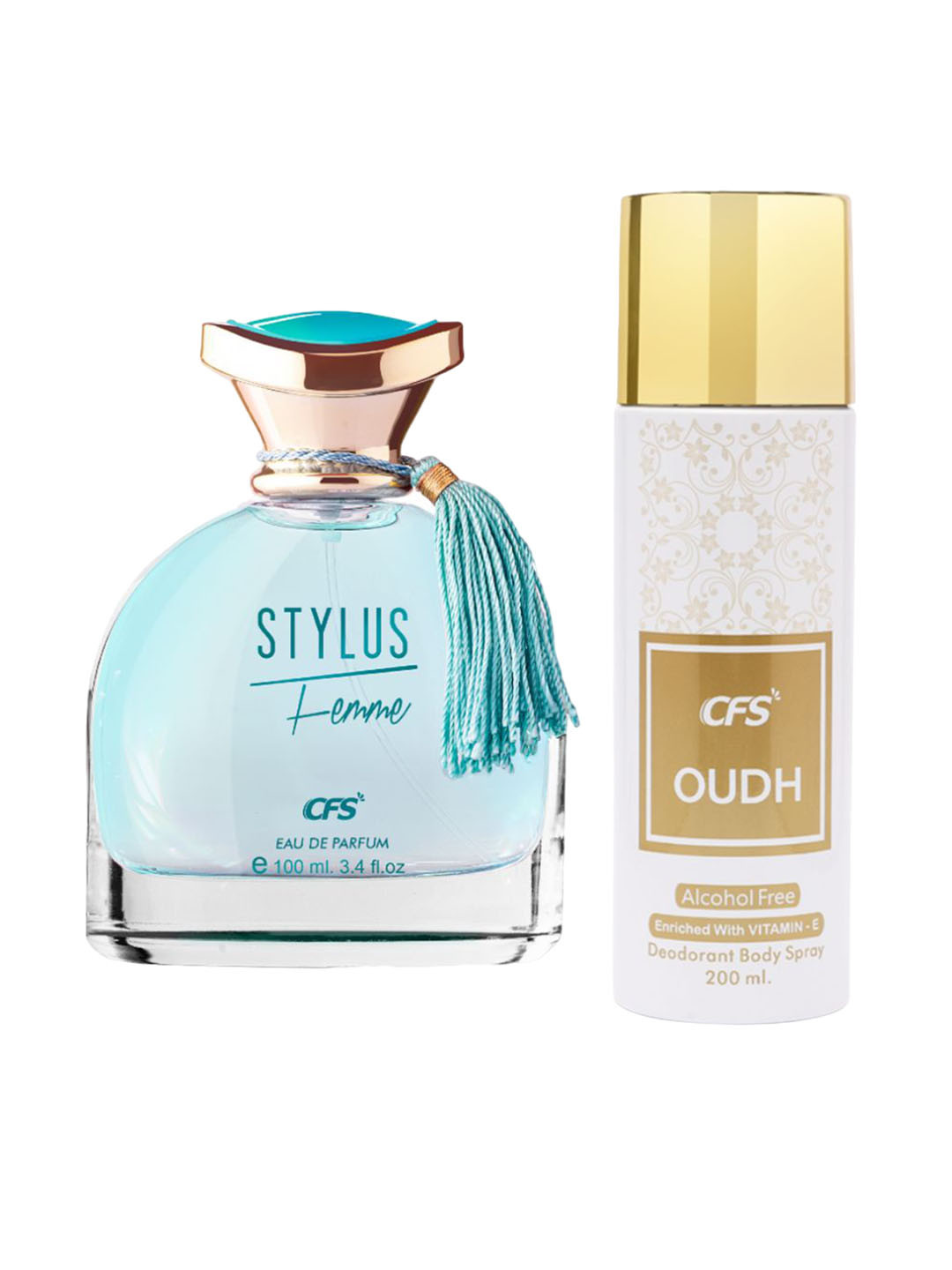 CFS Stylus Blue EDP Long Lasting Perfume & Oudh White Deodorant Body Spray-100ml+200ml