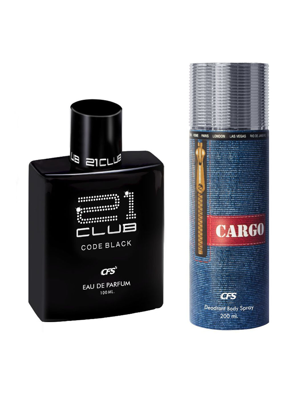 CFS Men Set of 21 Code Black Eau de Parfum 100ml & Cargo Blue Deodorant 200ml