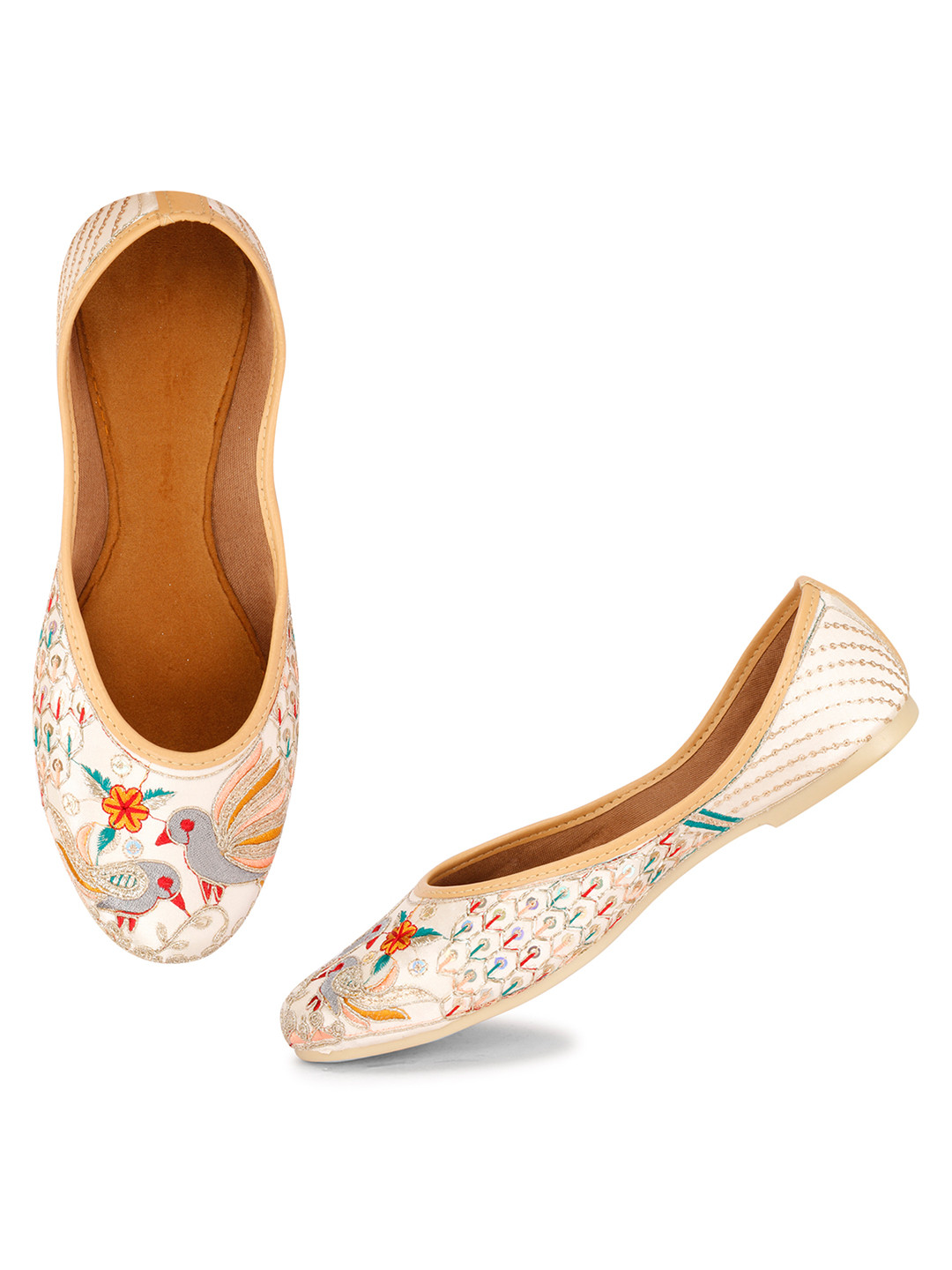 TRY FEET Women Embroidered Mojaris Flat