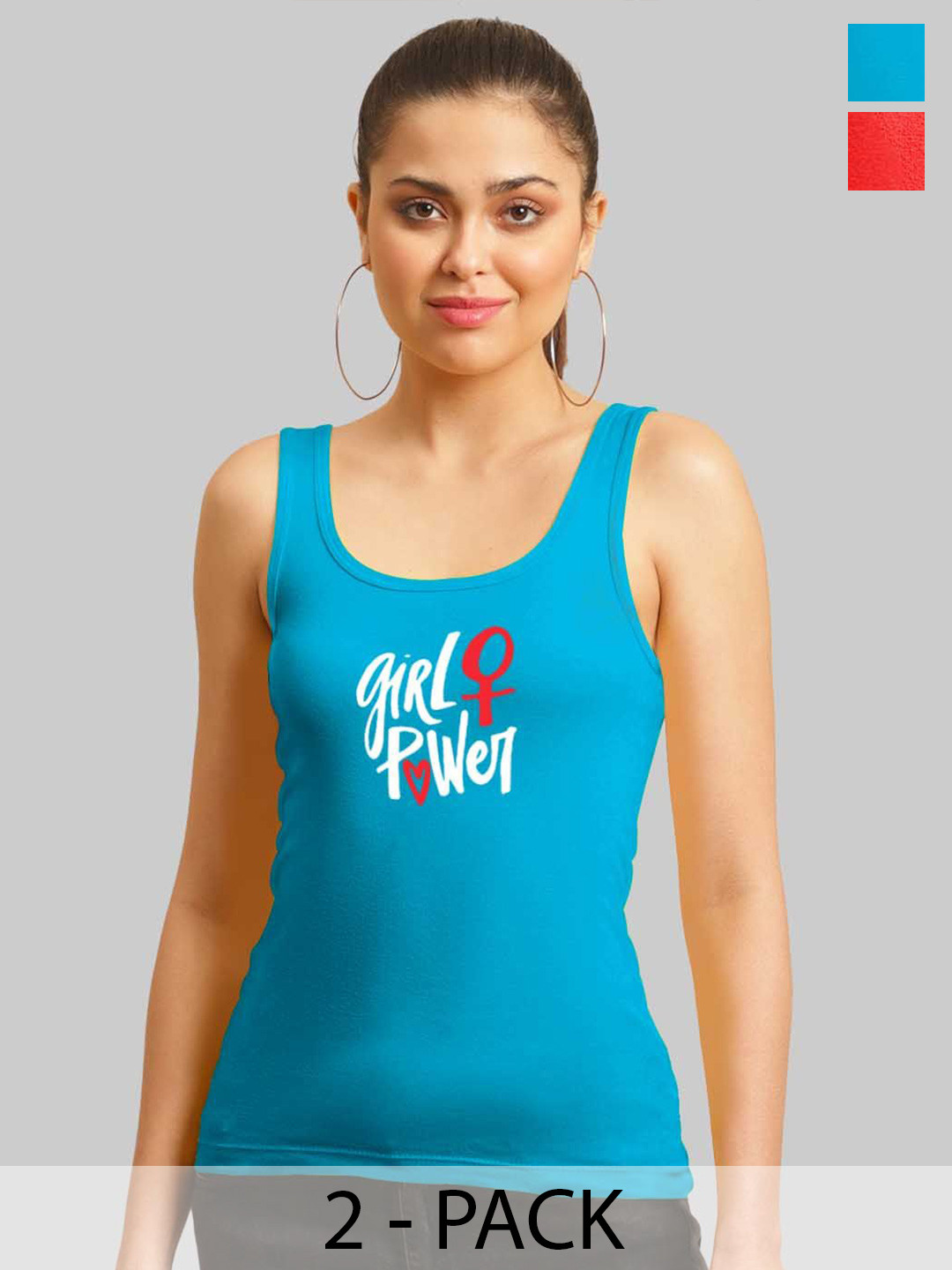 FBAR Women Pack Of 2 Print Cotton Tank Top