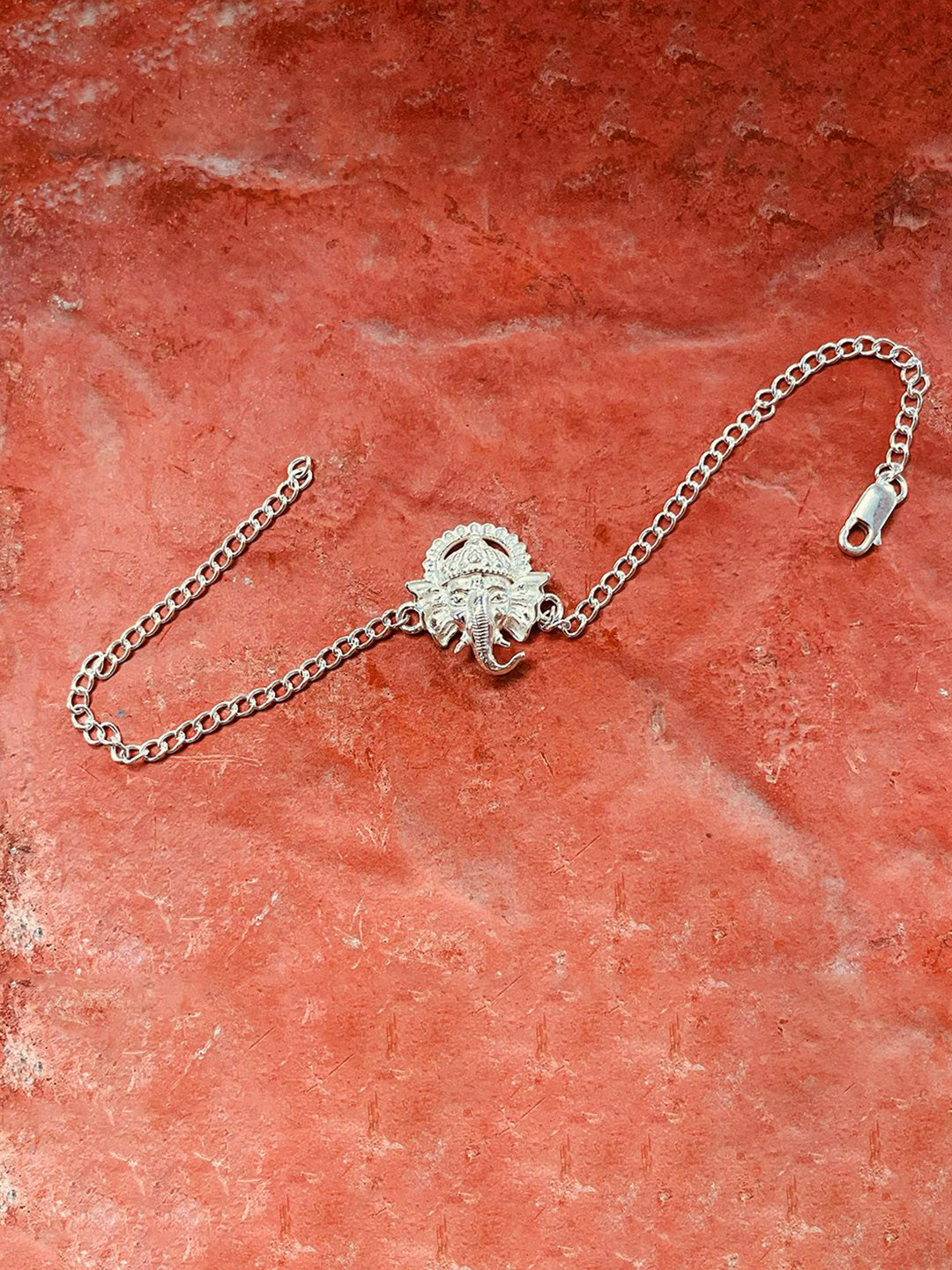 trueBrowns Men 925 Sterling Silver Ganesh Idol Silver Chain Bracelet