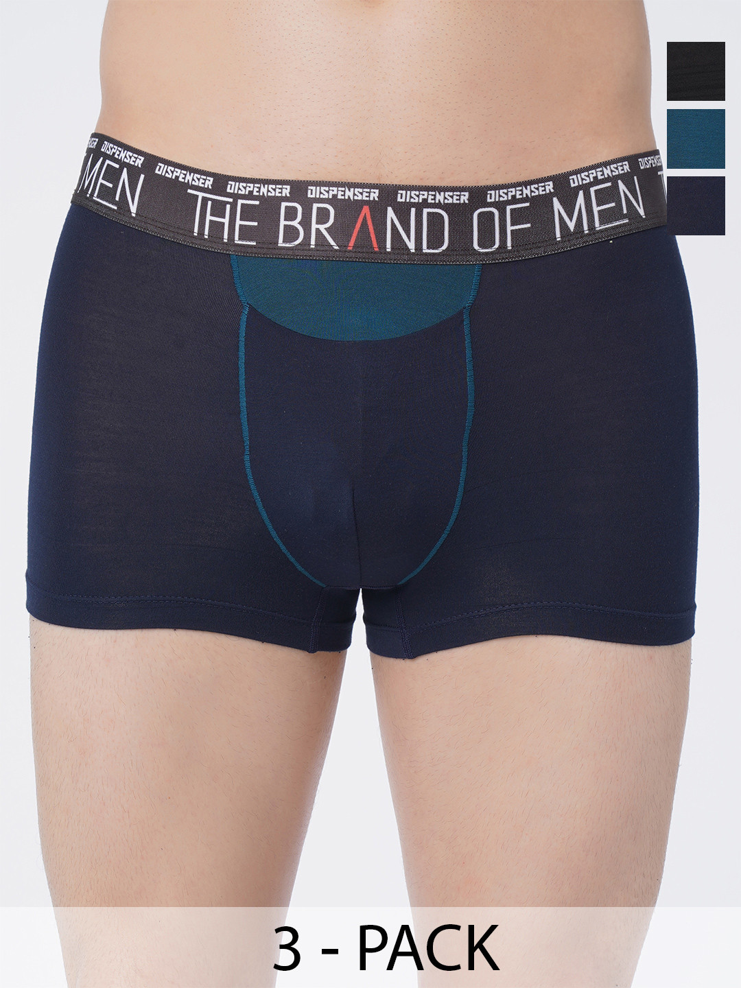 DISPENSER Pack Of 3 Mid-Rise Trunks S4-Trunk-Navy-Black-Airforce-M