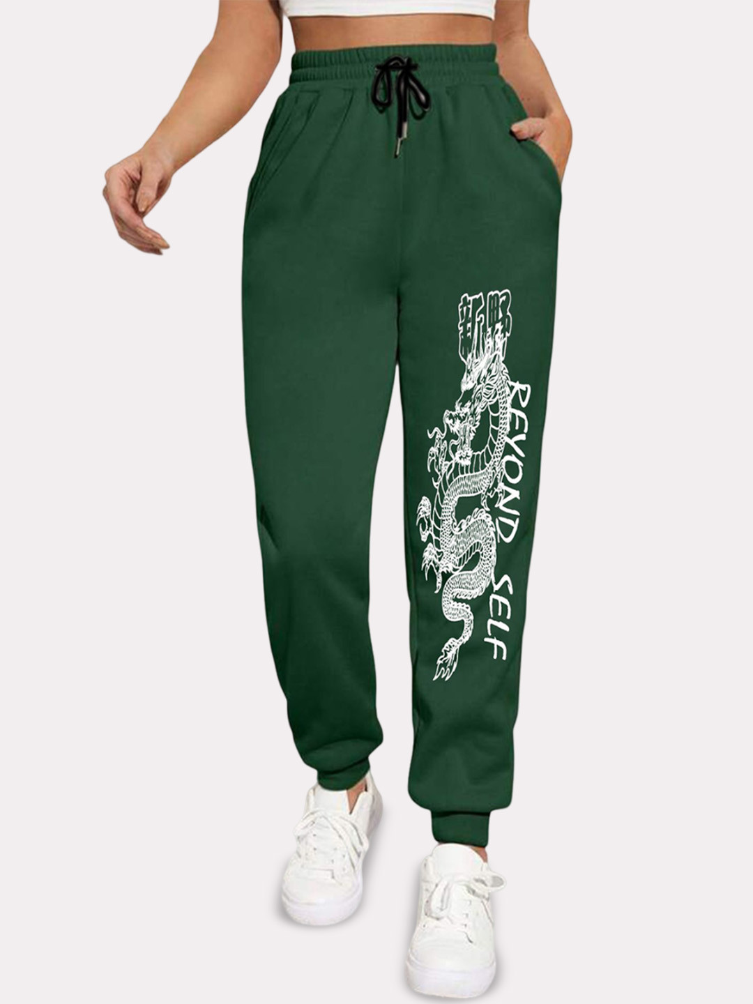 TABADTOD Women Floral Printed Relaxed High-Rise Joggers Trouser