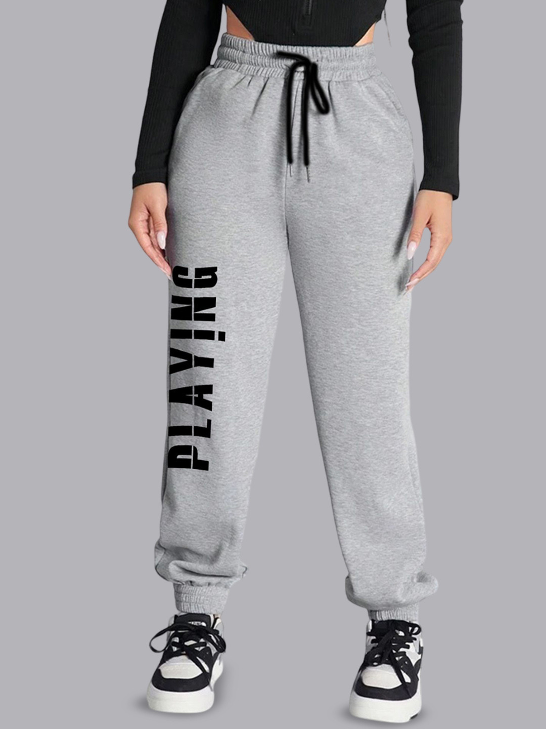 TABADTOD Women Mid Rise Relaxed Fit Typography Joggers