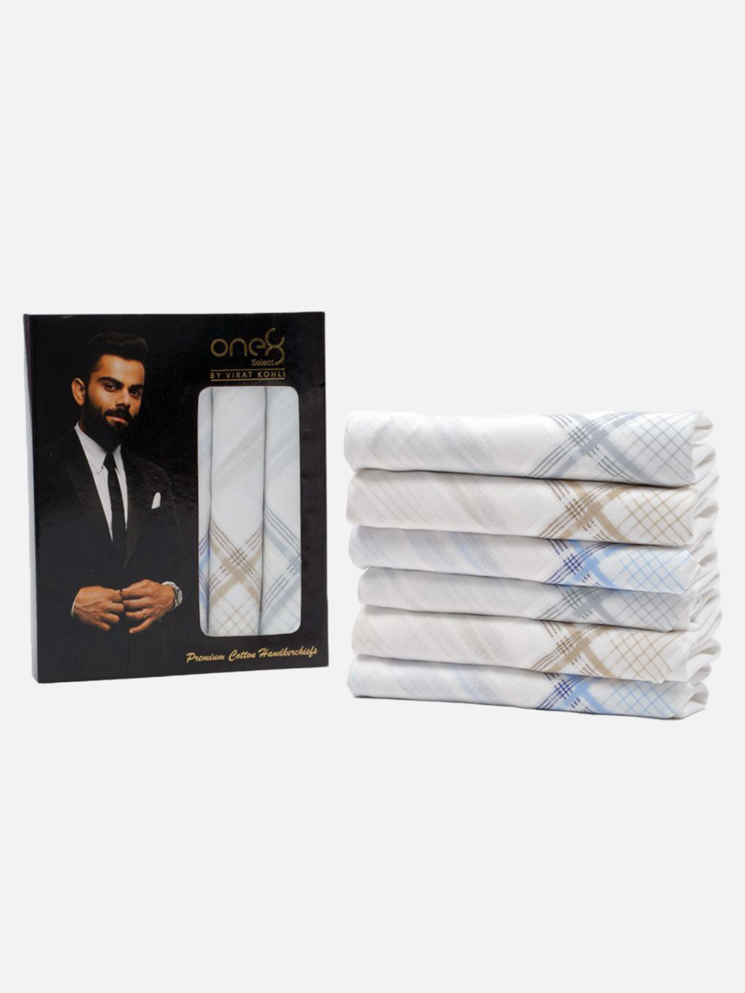 One8 by Virat Kohli Men's Set Of 6 N9 Anti-Bacterial Cotton Handkerchiefs