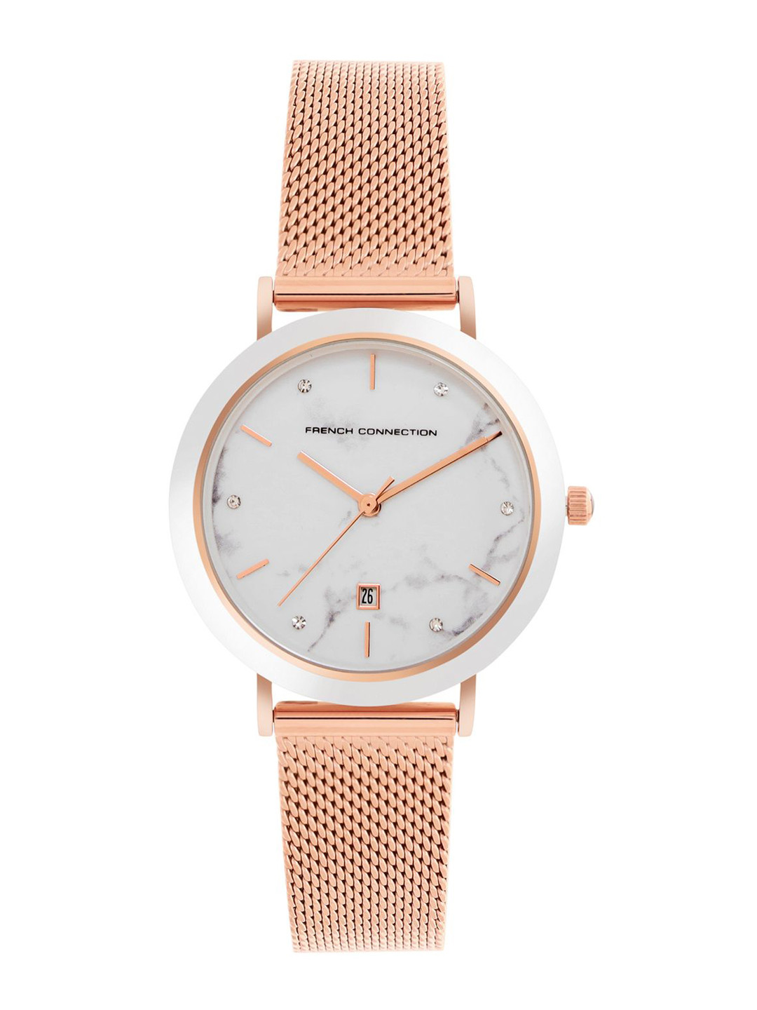 French Connection Women Dial & Stainless Steel Bracelet Style Straps Analogue Watch FCP51SRGM