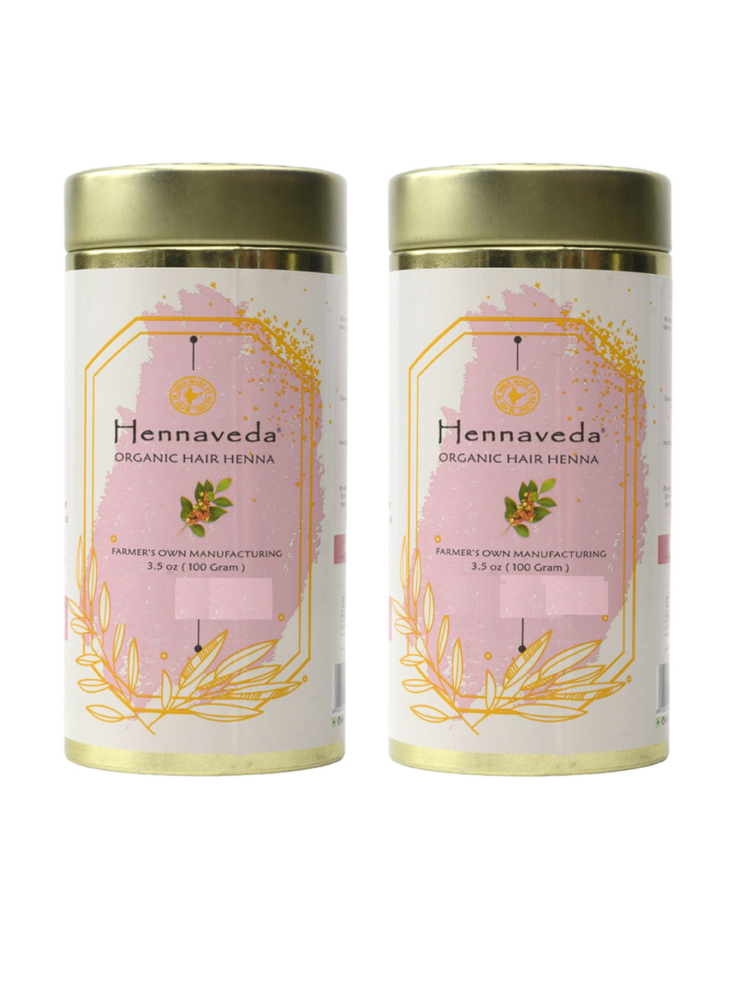 HENNAVEDA Set of 2 Organic Hair Henna Powder - 100 g each