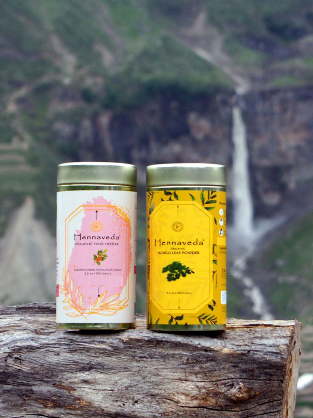 HENNAVEDA Set of Organic Indigo Leaf Powder & Organic Hair Henna - 100 g each