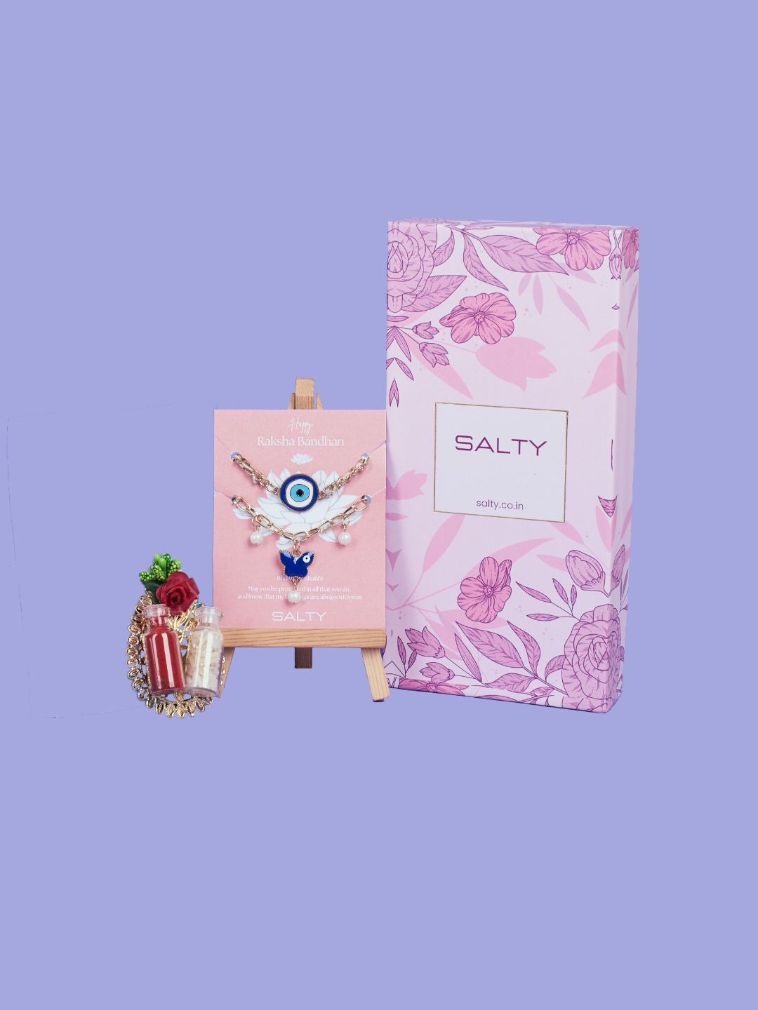 SALTY Set Of 2 Raksha Bandhan Special Suraksha Painted Evil Eye Hand Band Rakhi