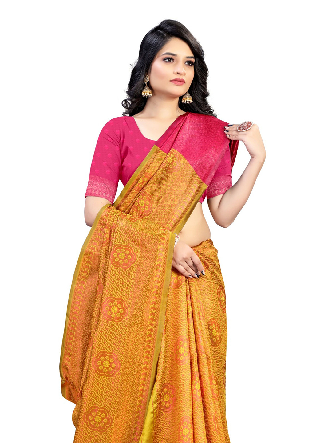 RUNAYA NX Woven Design Zari Saree With Blouse Piece