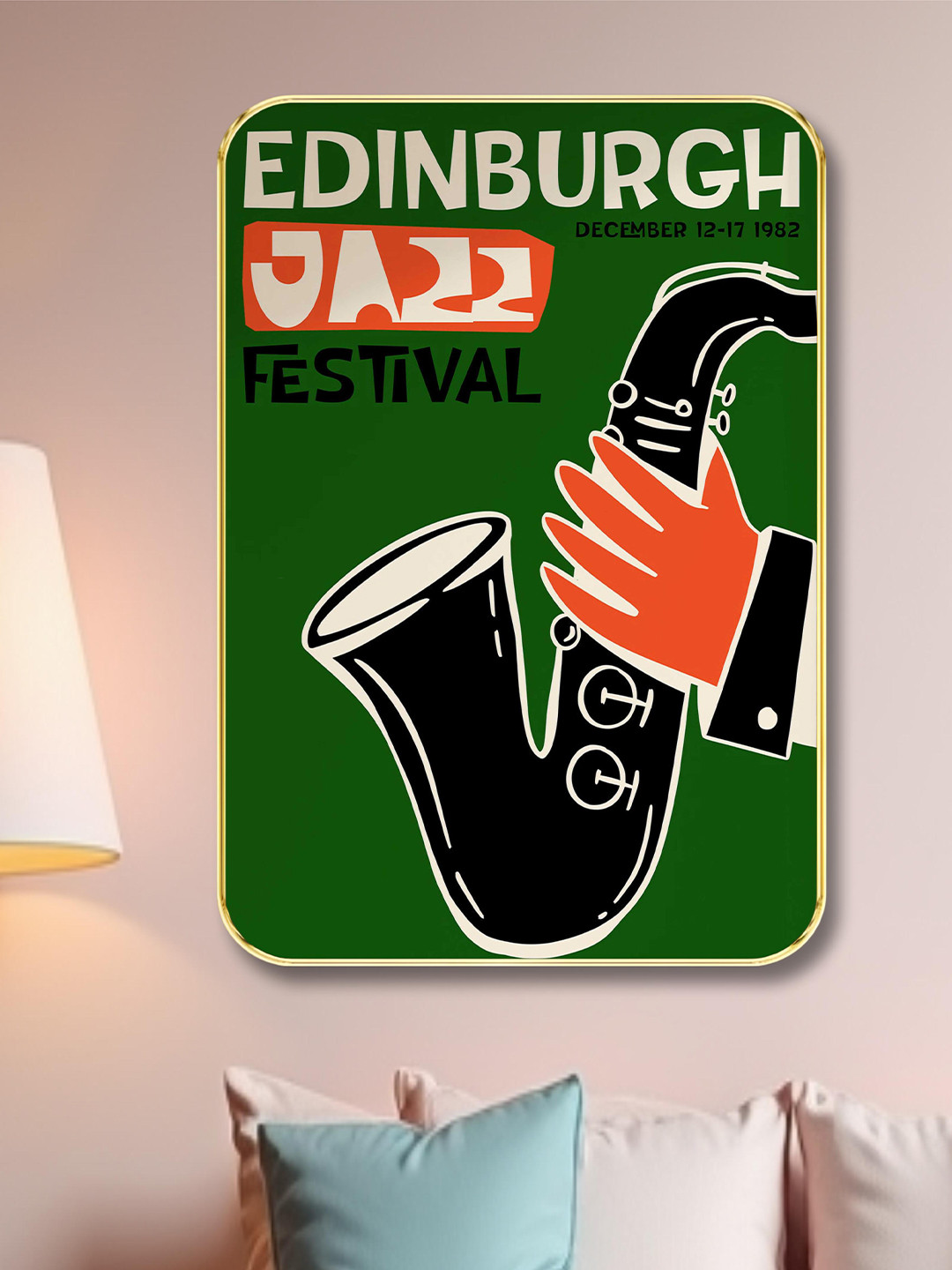 SAF Green & Black Graphic Wooden Painting Wall Art