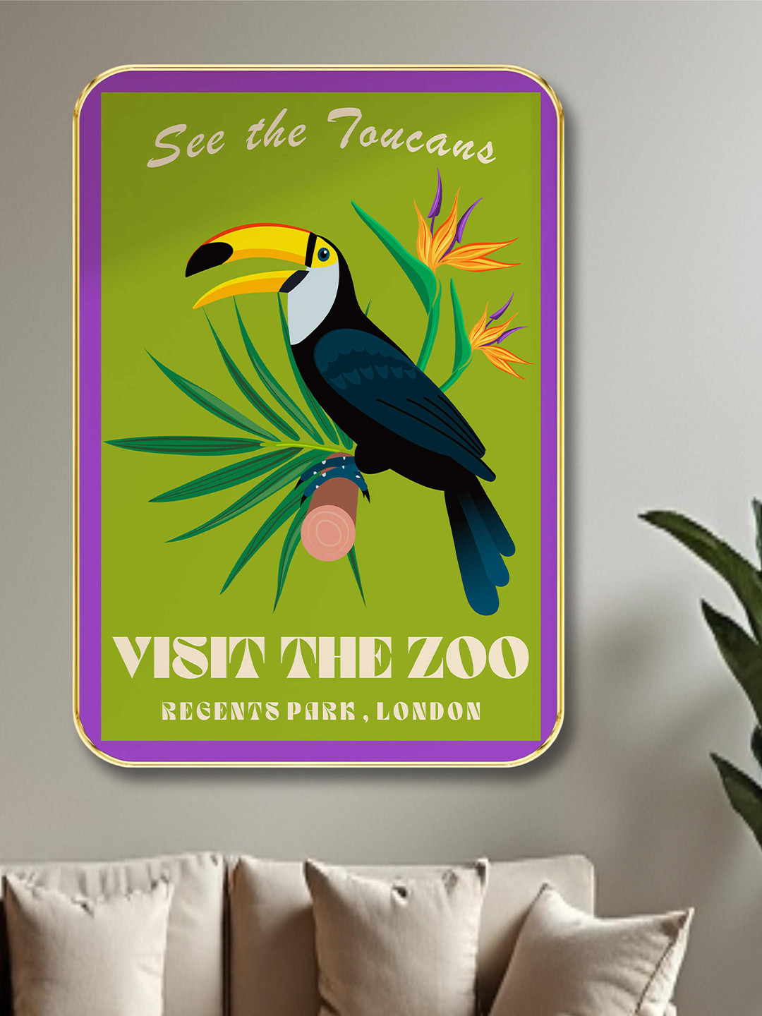 SAF Wildlife Animal Wood Wall Rectangle Paintings Wall Art - 24x18In