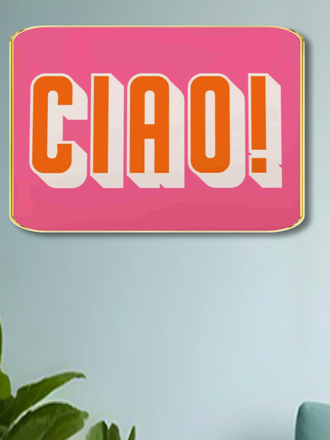 SAF Brown & Pink Ciao Wooden Painting Wall Art