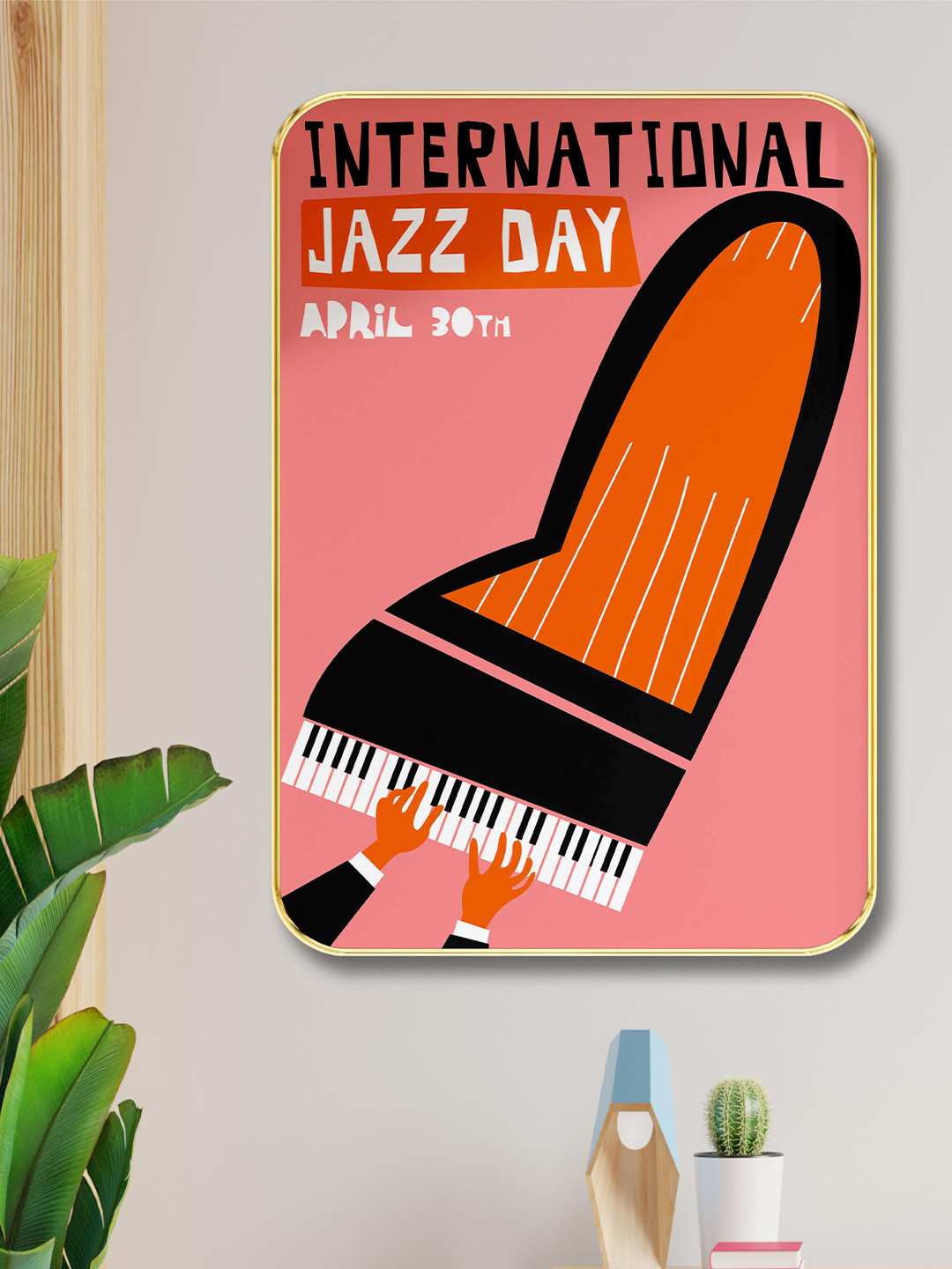 SAF Jazz Day Wood Wall Rectangle Paintings Wall Art -18 x 24In