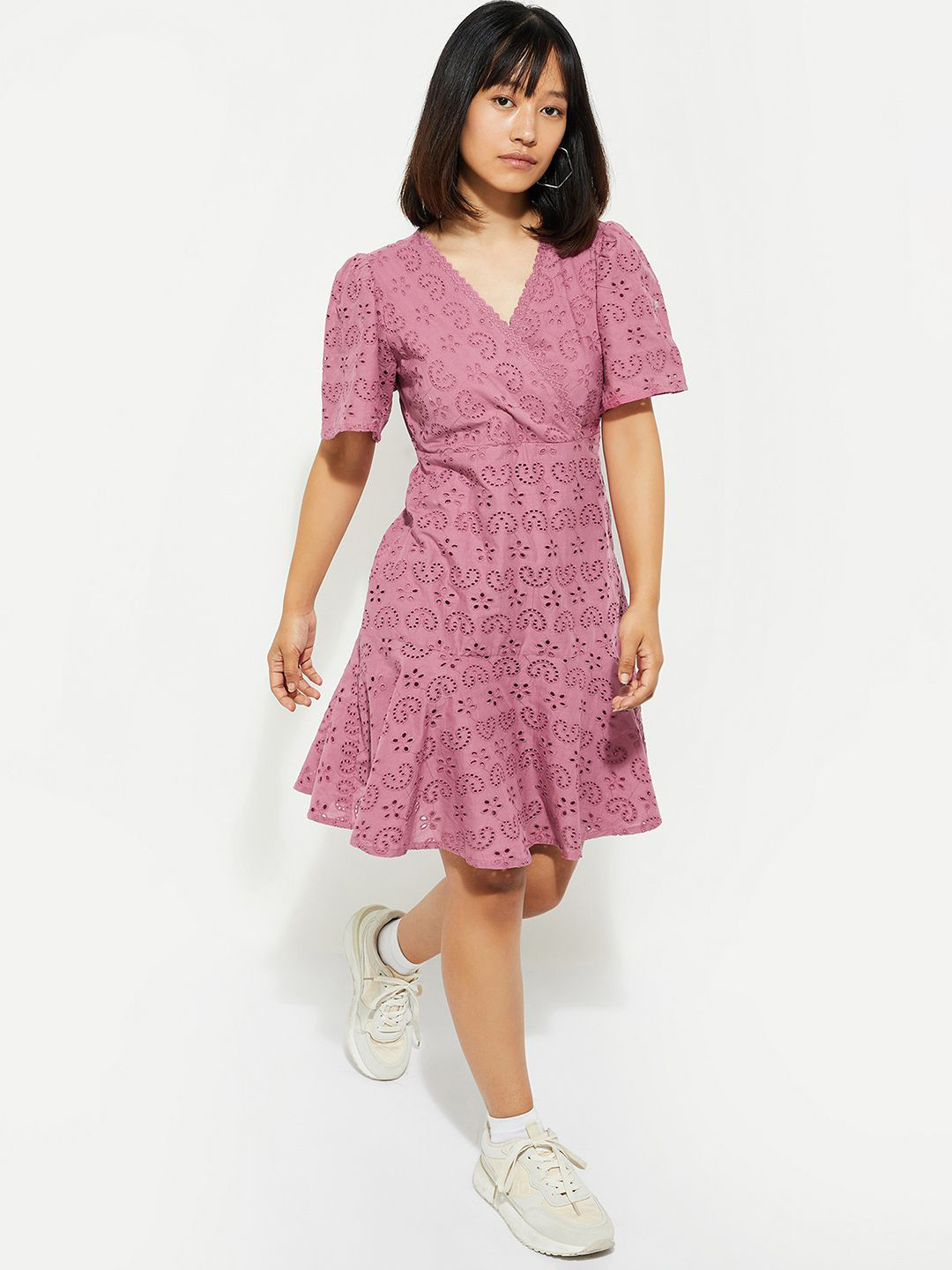 max URB_N Women Schiffli Tiered Dress