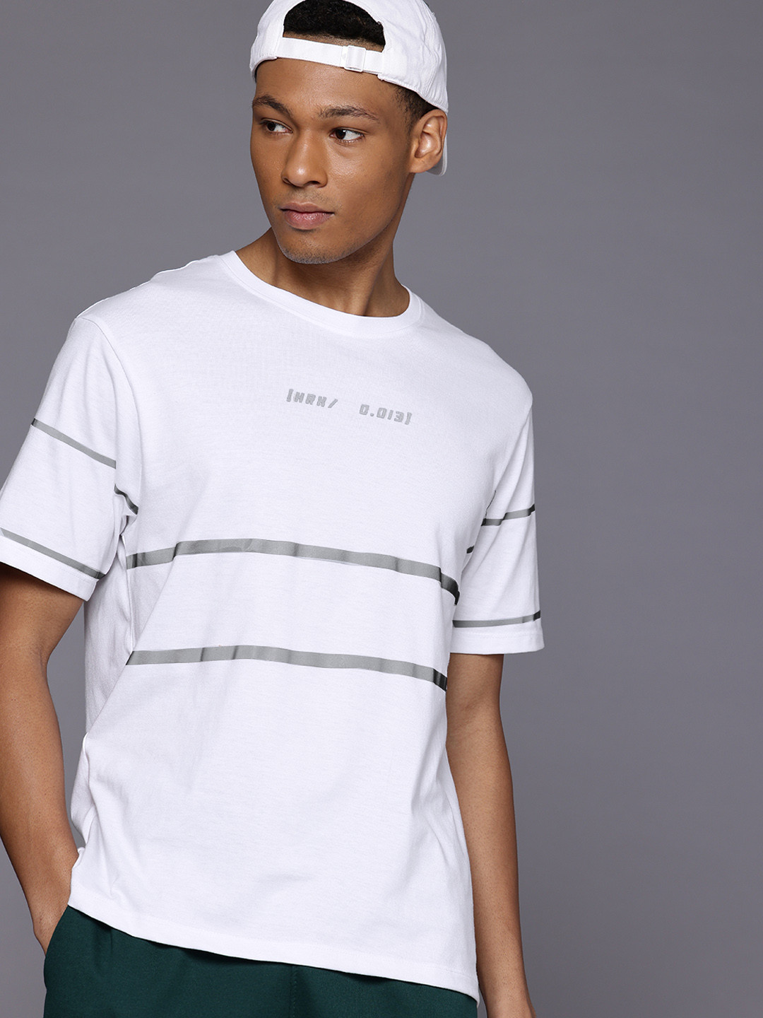 HRX by Hrithik Roshan Tech Off  Striped Relaxed Fit Lifestyle T-shirt