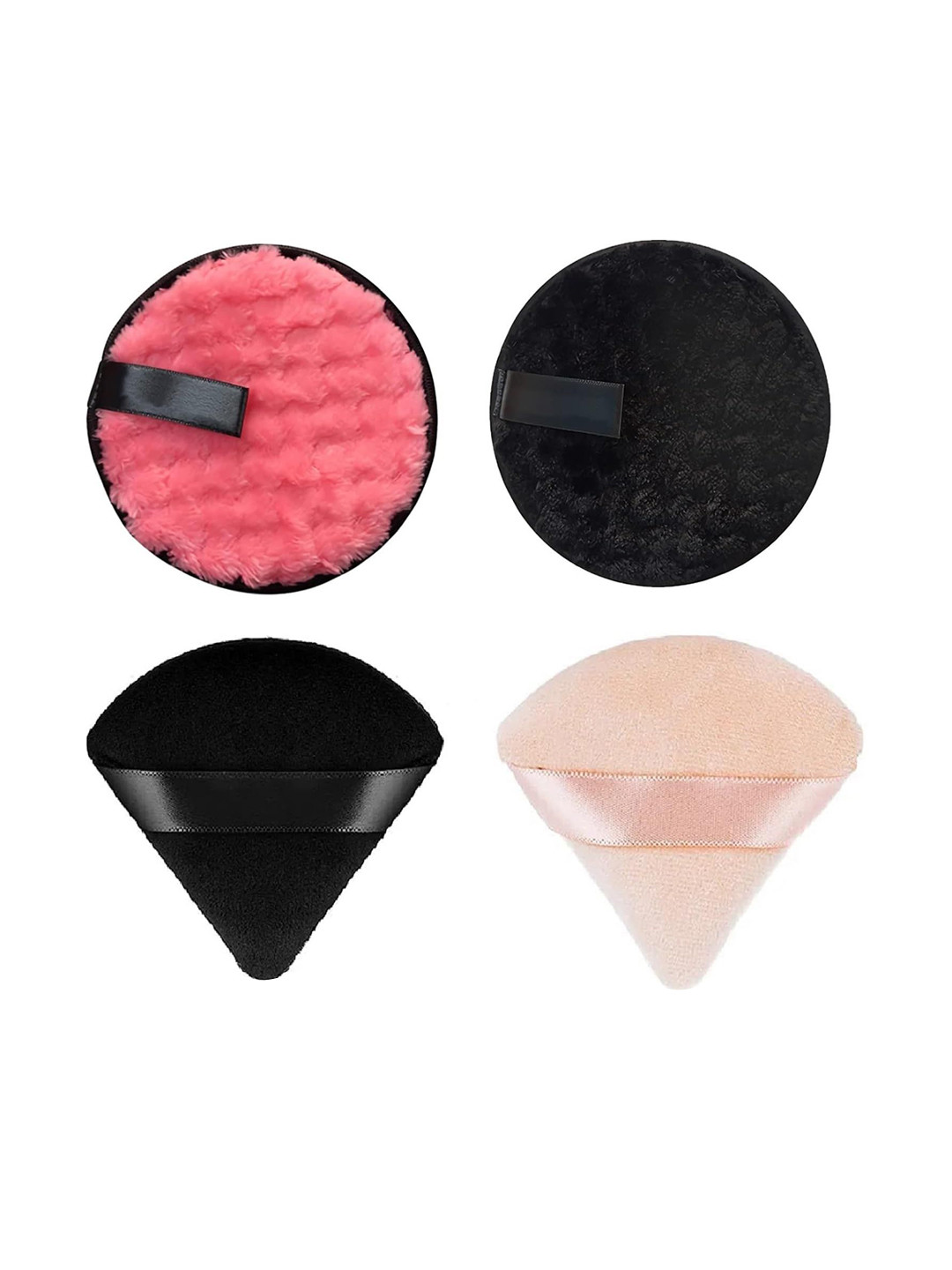 Facejewel Latex Free Set Of 2 Round Makeup Remover Pads & 2 Triangle Beauty Blender
