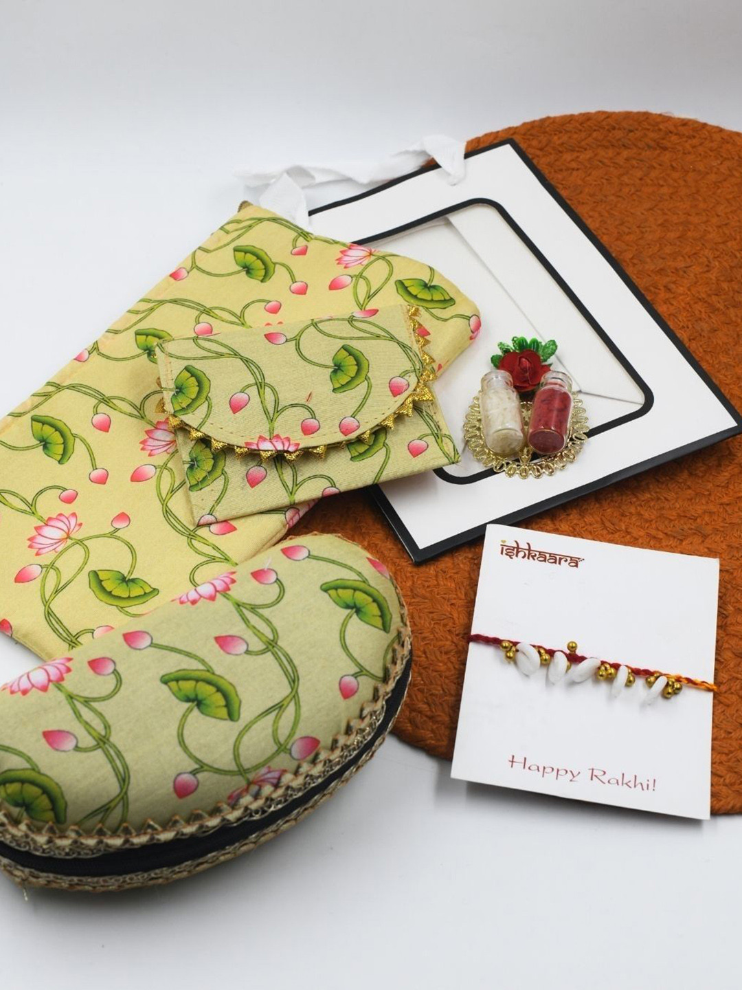 ISHKAARA Set Of 4 Brother Sister Rakhi Gift Set With Roli Chawal