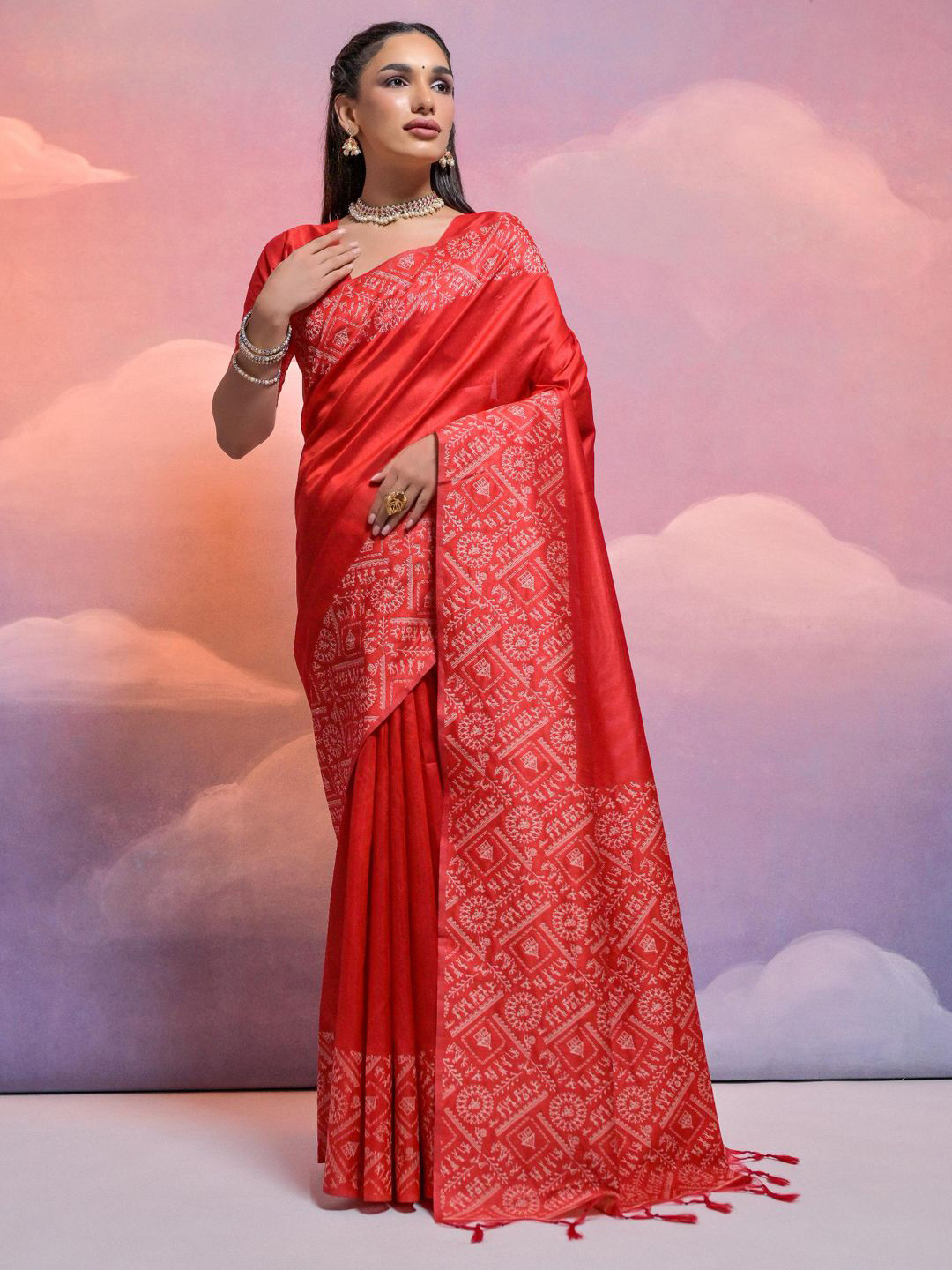 Panzora Women's Solid Saree