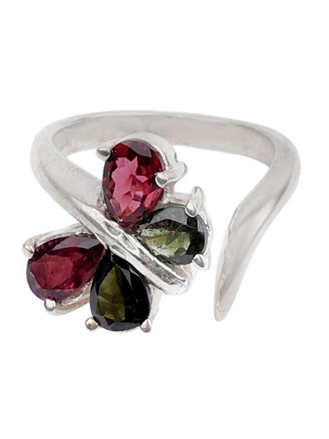 Exotic India Tourmaline Sterling Silver Butterfly Ring